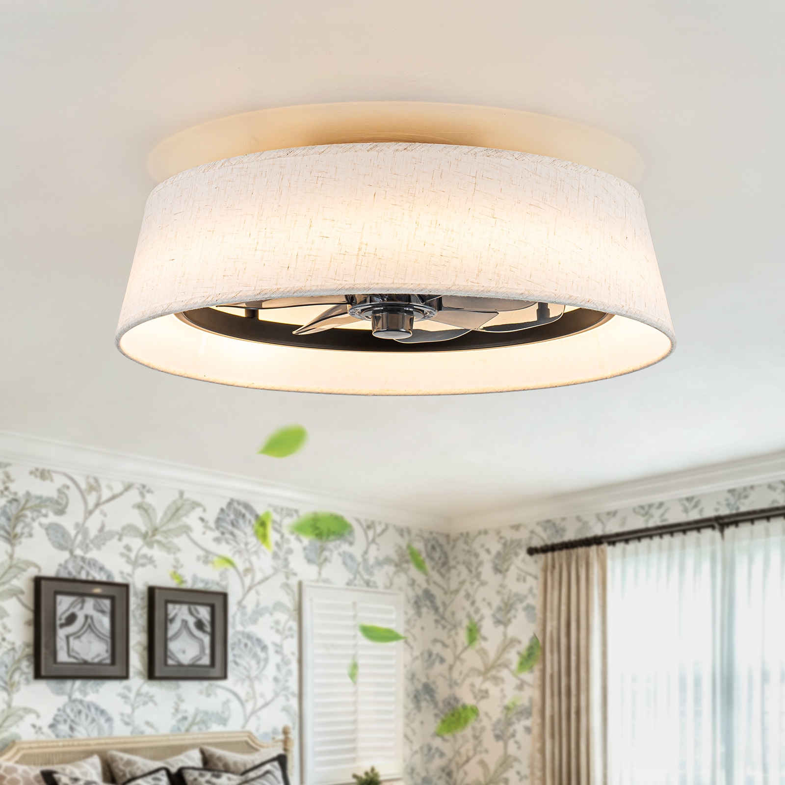 EDISLIVE 11.8-in White LED Flush Mount Ceiling Fan With Light and Remote Control Included