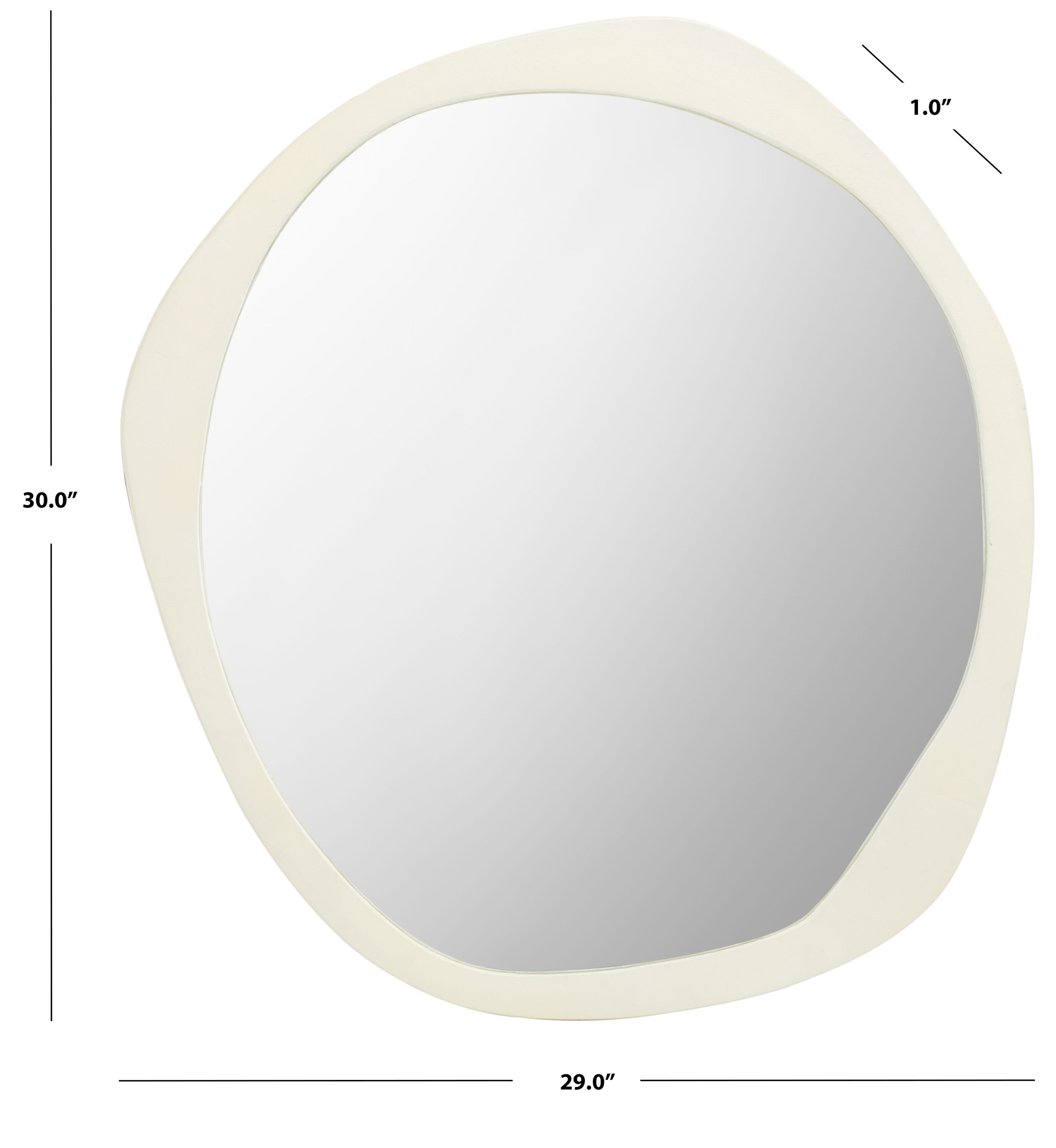 Playful Ivory Organic Border 29" Round Wood Frame Mirror