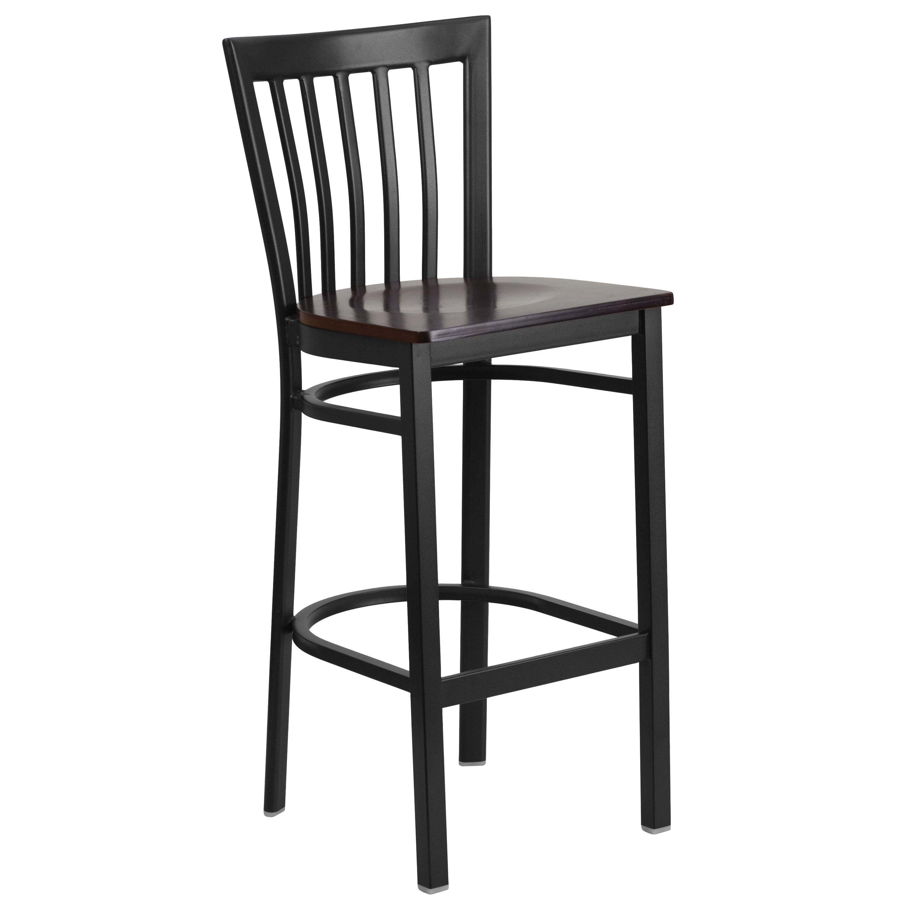 Flash Furniture - Walnut Wood Seat/Black Metal Frame 29.0-in H Bar height Metal Bar Stool