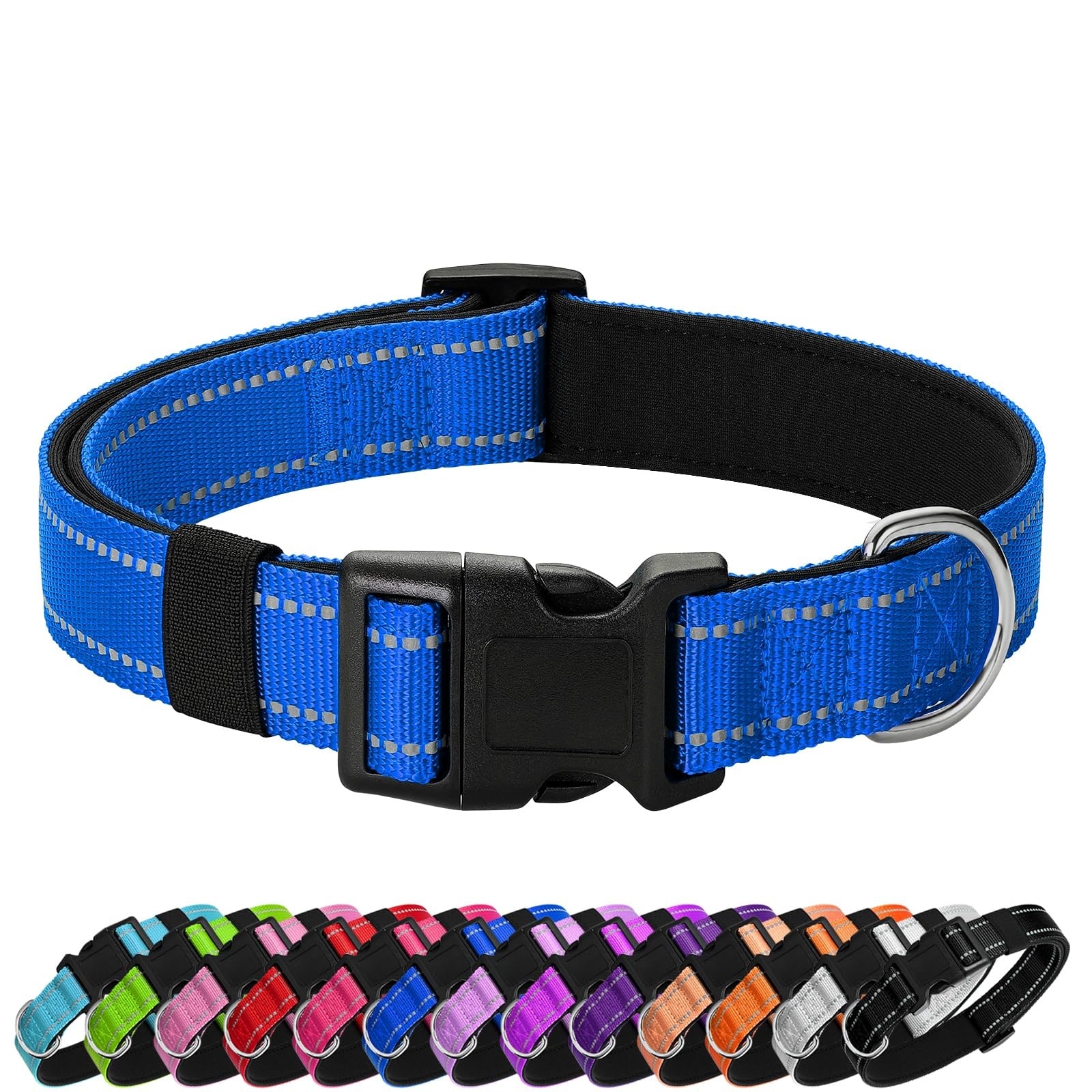 Oyezvary - Reflective Dog Collar Adjustable Soft Neoprene Padded Nylon Quick Release for Medium ...