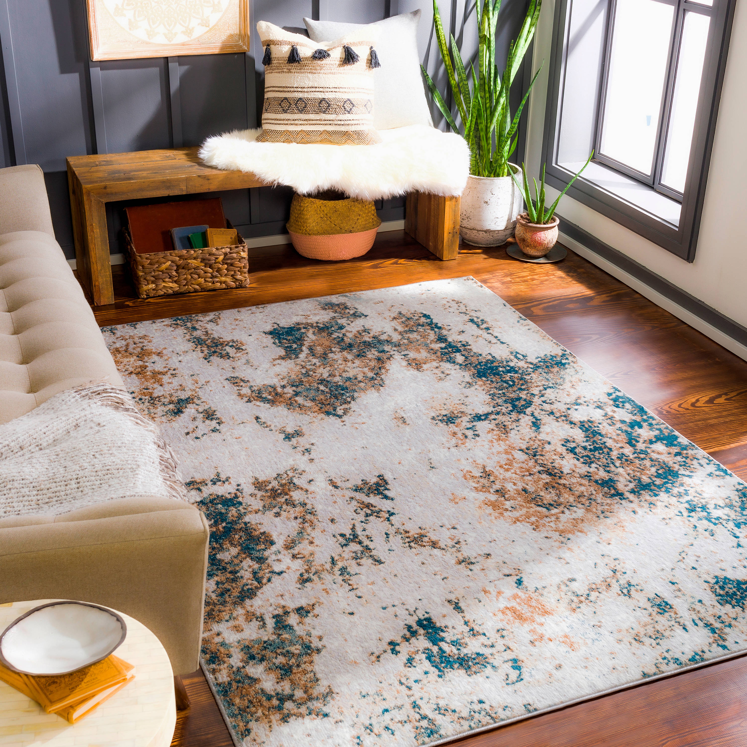 Artistic Weavers WNL2332-679 Wanderlust 7 X 9 (ft) Grey Indoor Abstract Mid-century Modern Area Rug