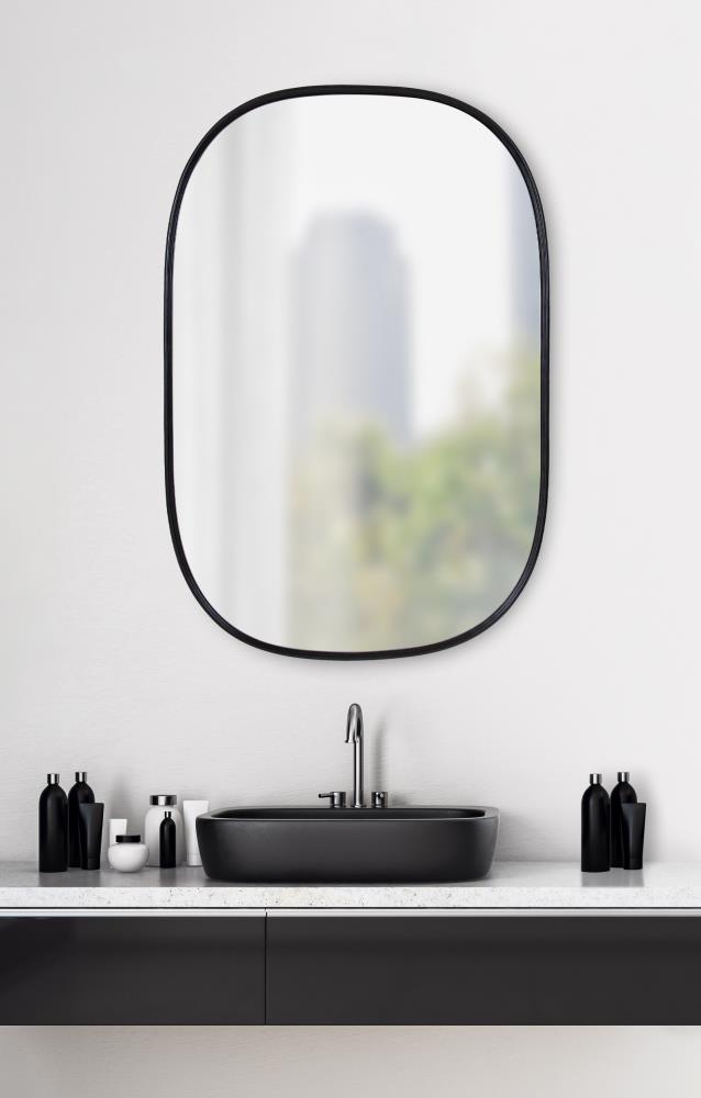 Elegant Full-Length Black Wood Rectangular Wall Mirror 24x36