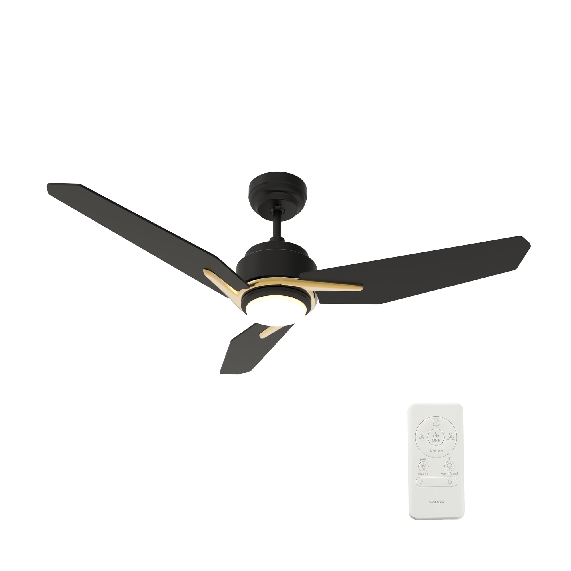 CARRO USA LS523J3-L11-B2-1G Tilbury 52-in Integrated LED Outdoor Smart Black with Black Blades Ceiling Fan With Light - Remote Included ( 3 -Blade )
