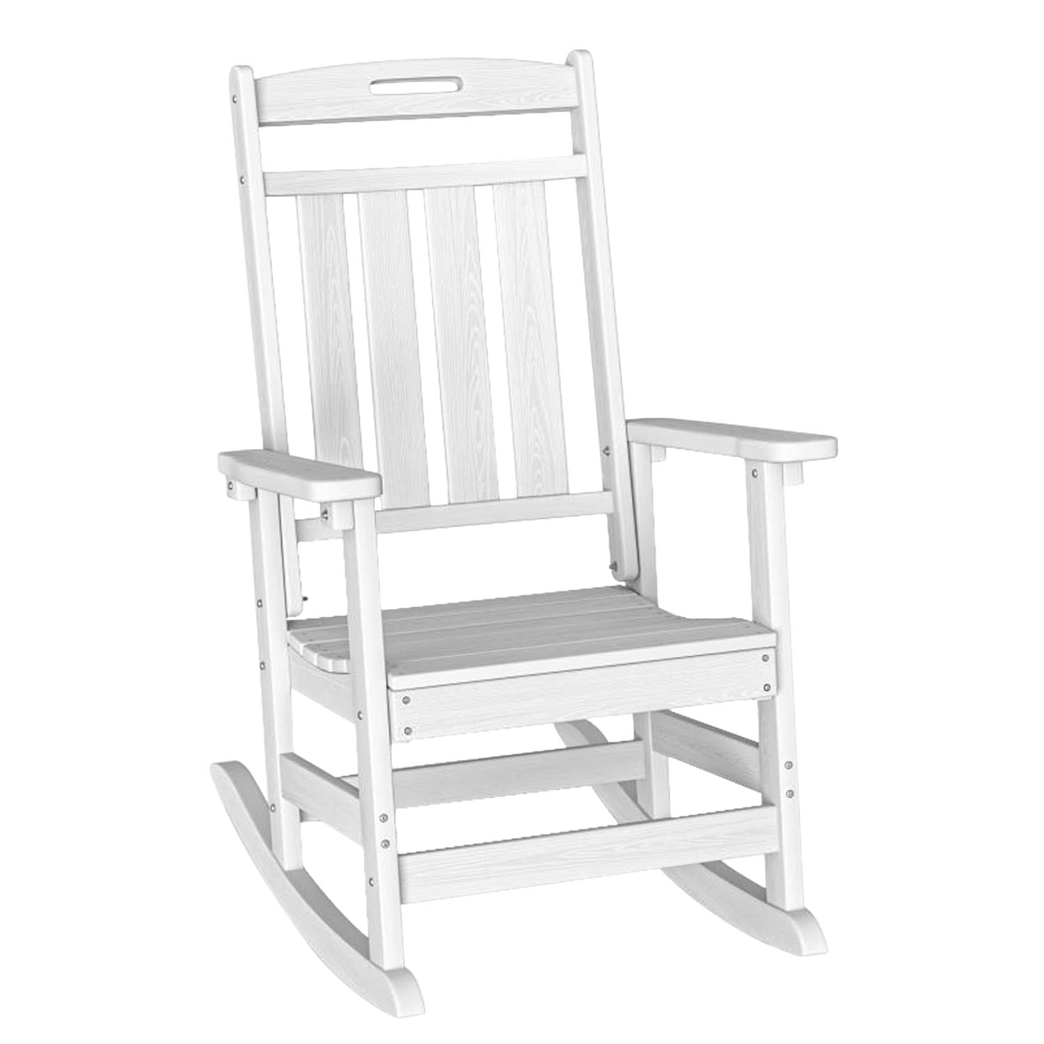Upland YYRC-WT2 rocking chair Set of 2 White HDPE Frame Rocking Chair with White Solid Seat