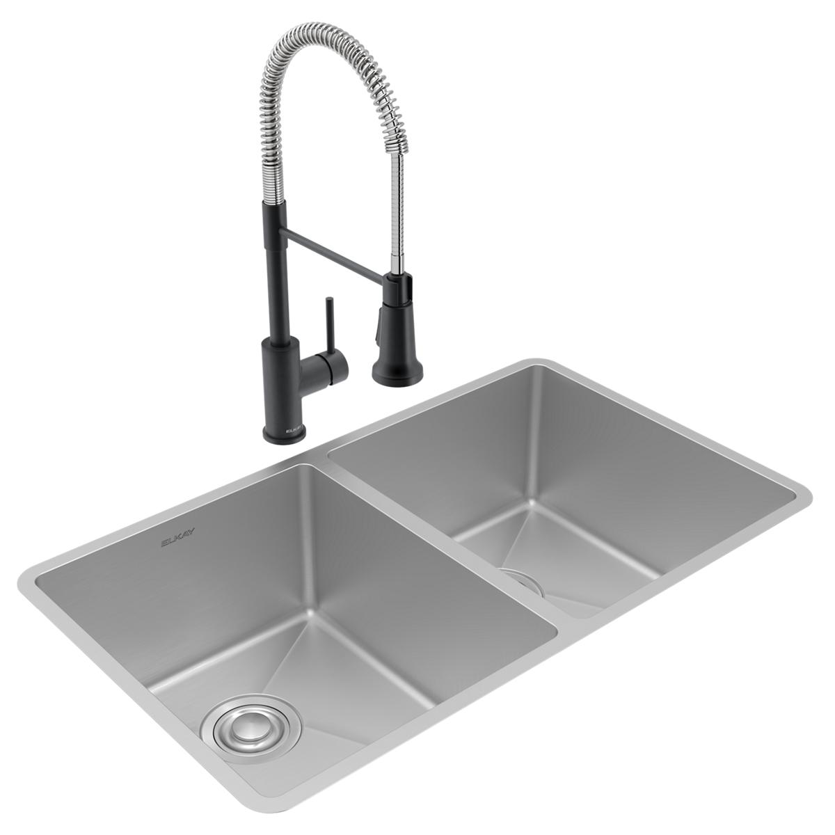 Elkay 33" White Fireclay Double Bowl Farmhouse Sink