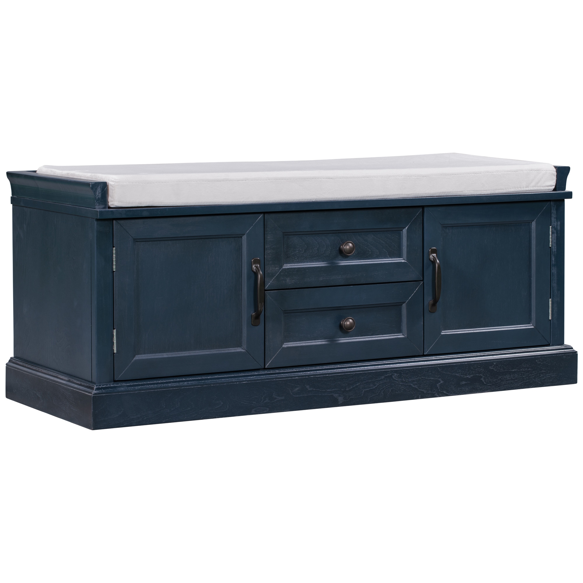 SINOFURN SYA330145BL Rustic Blue Accent Bench with Storage 42.5-Inches x 15.9-Inches x 17.5-Inches