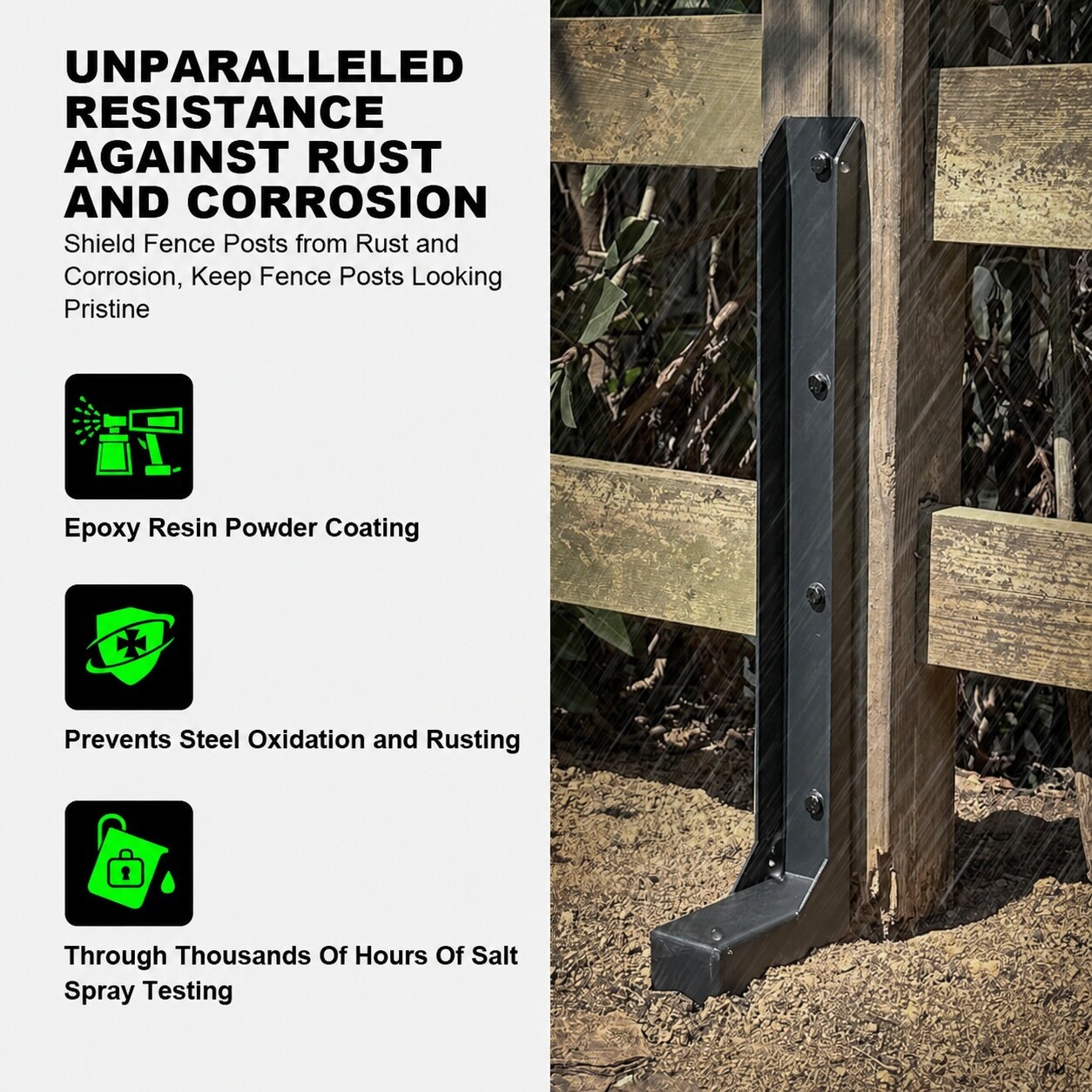 Vrbgify Fence Post Repair Kit One Piece Steel Anchors Stakes to Quick ...