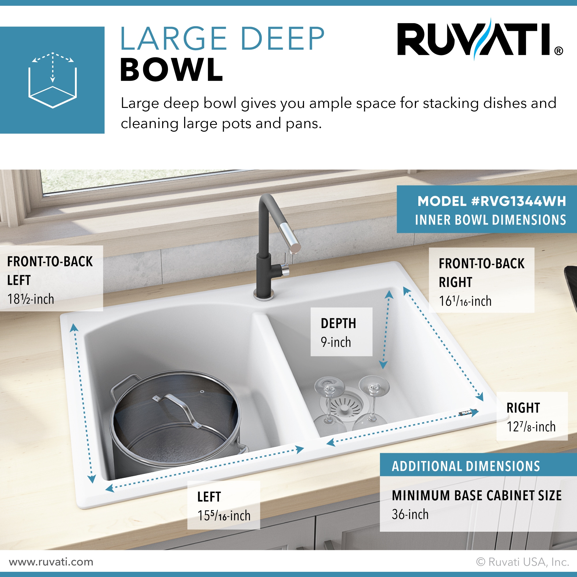 Ruvati RVG1344WH Kitchen-Sinks - View #8