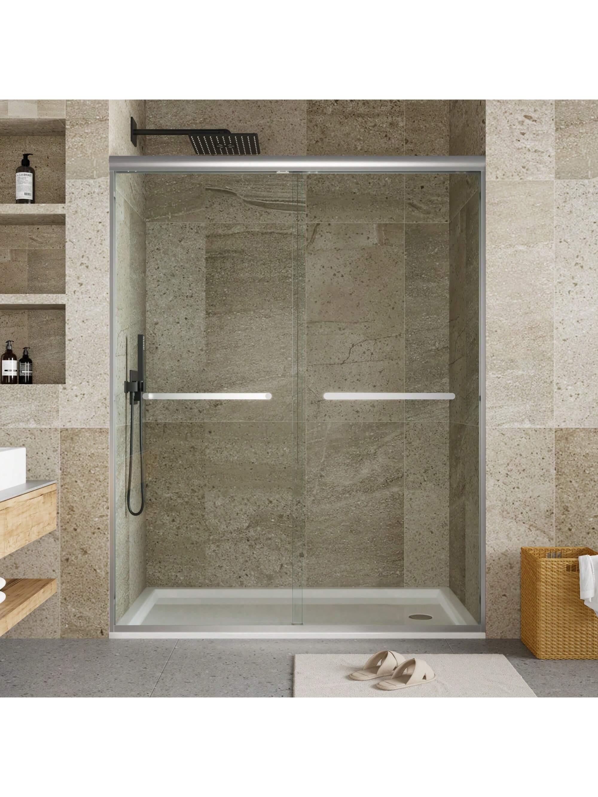 Qeetex 44-48Inch/56-60Inch W X 72Inch H Frameless Sliding Shower Door ...