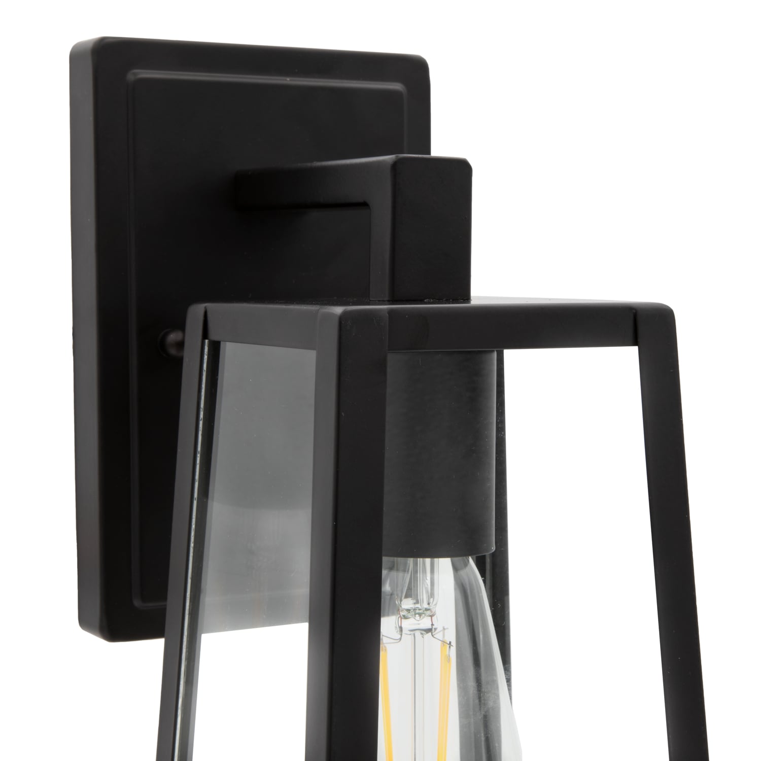 Black Metal and Clear Glass LED Outdoor Wall Sconce