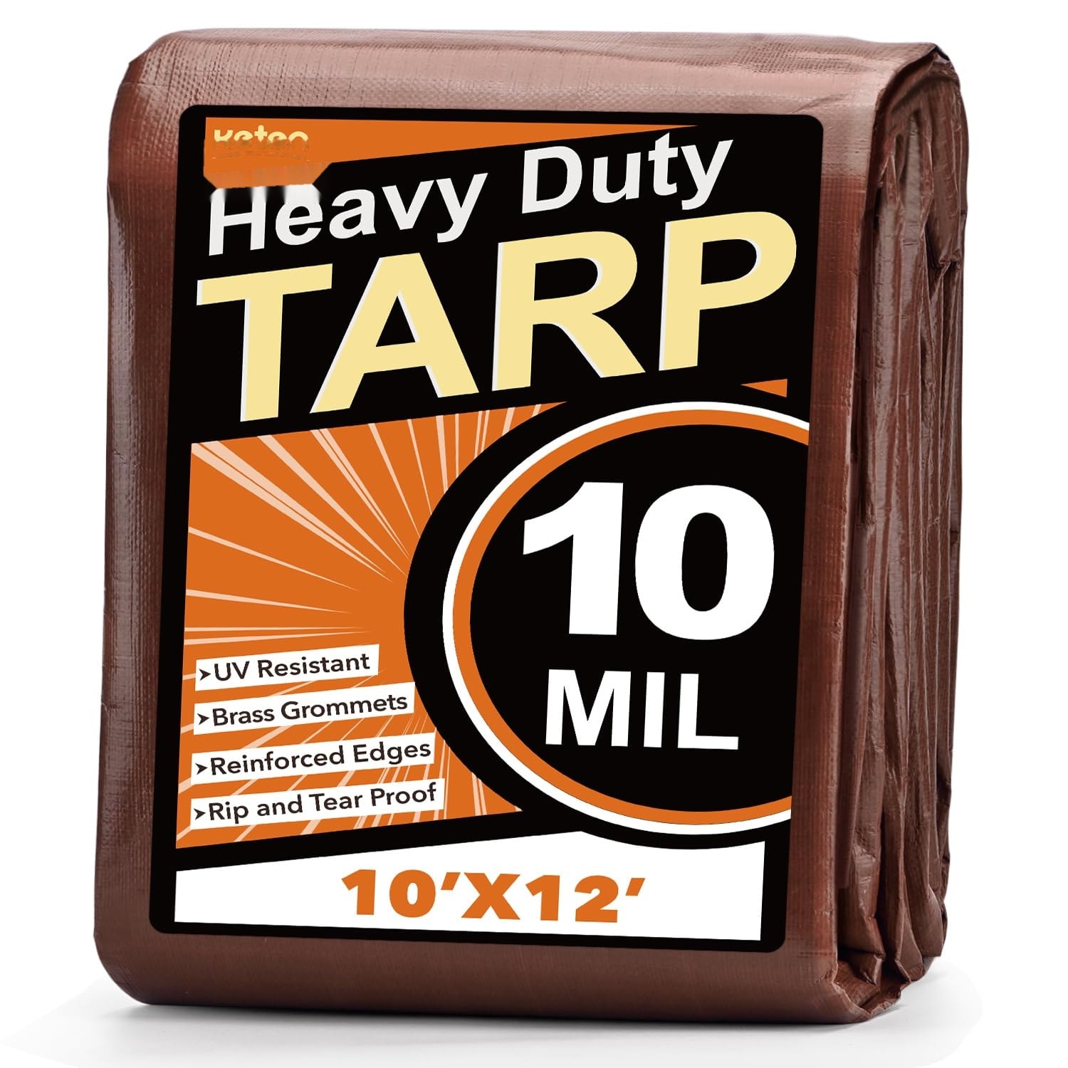 JVFCXXV  Heavy Duty Waterproof Outdoor Tarp 10x12 Feet Extra Thick 10 Mil Tear and Fade Resistant UV Blocking with Reinforced Grommets for Camping