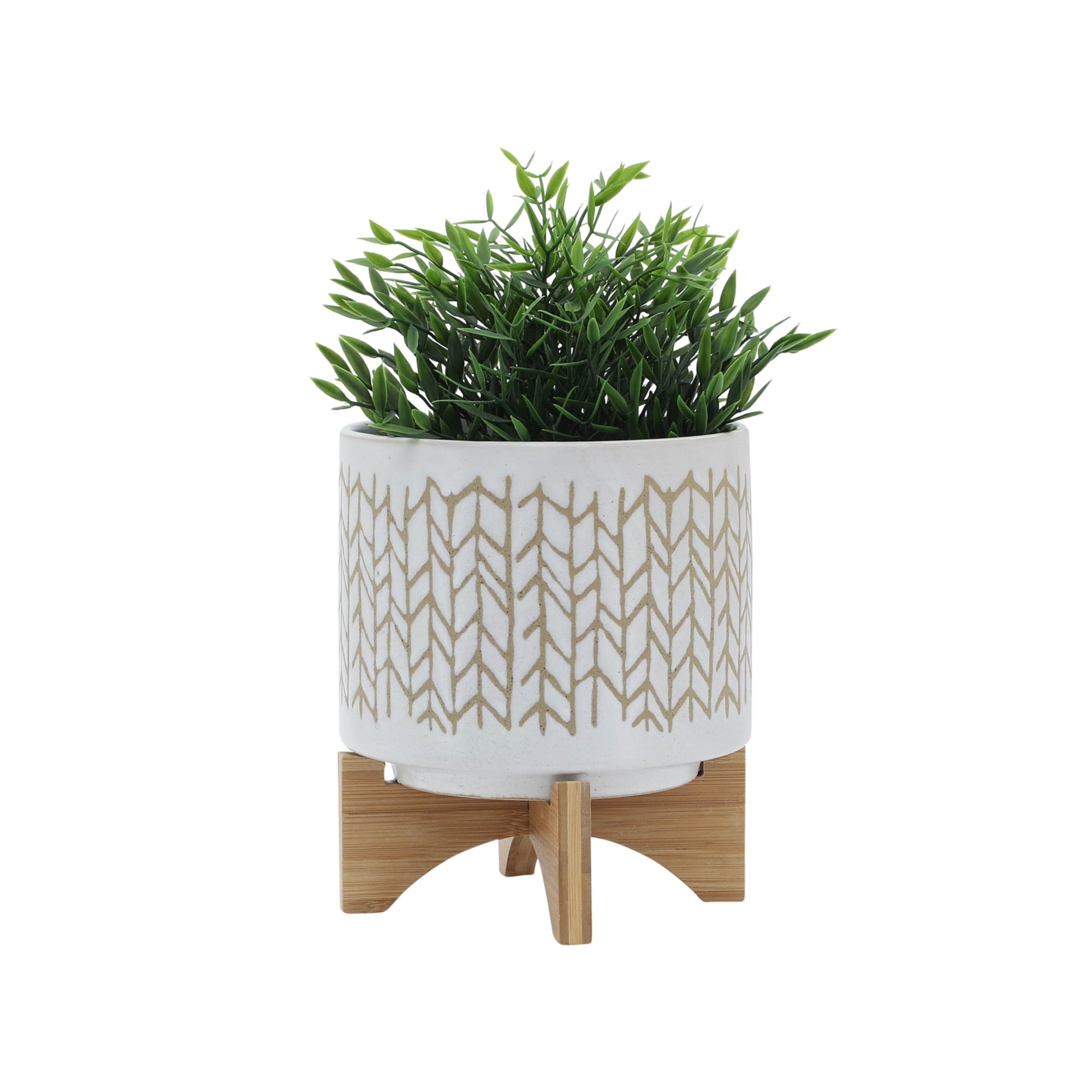 Yiekholo LL-1697AA Round 8.0-in W x 9-in H x 8-in D White Ceramic Indoor/Outdoor with Self Watering Planter