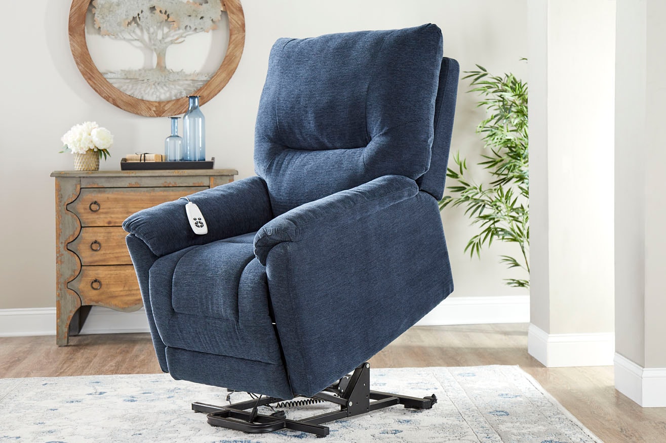 Lane Furniture Navy Polyester Powered Reclining Recliner with Lift ...