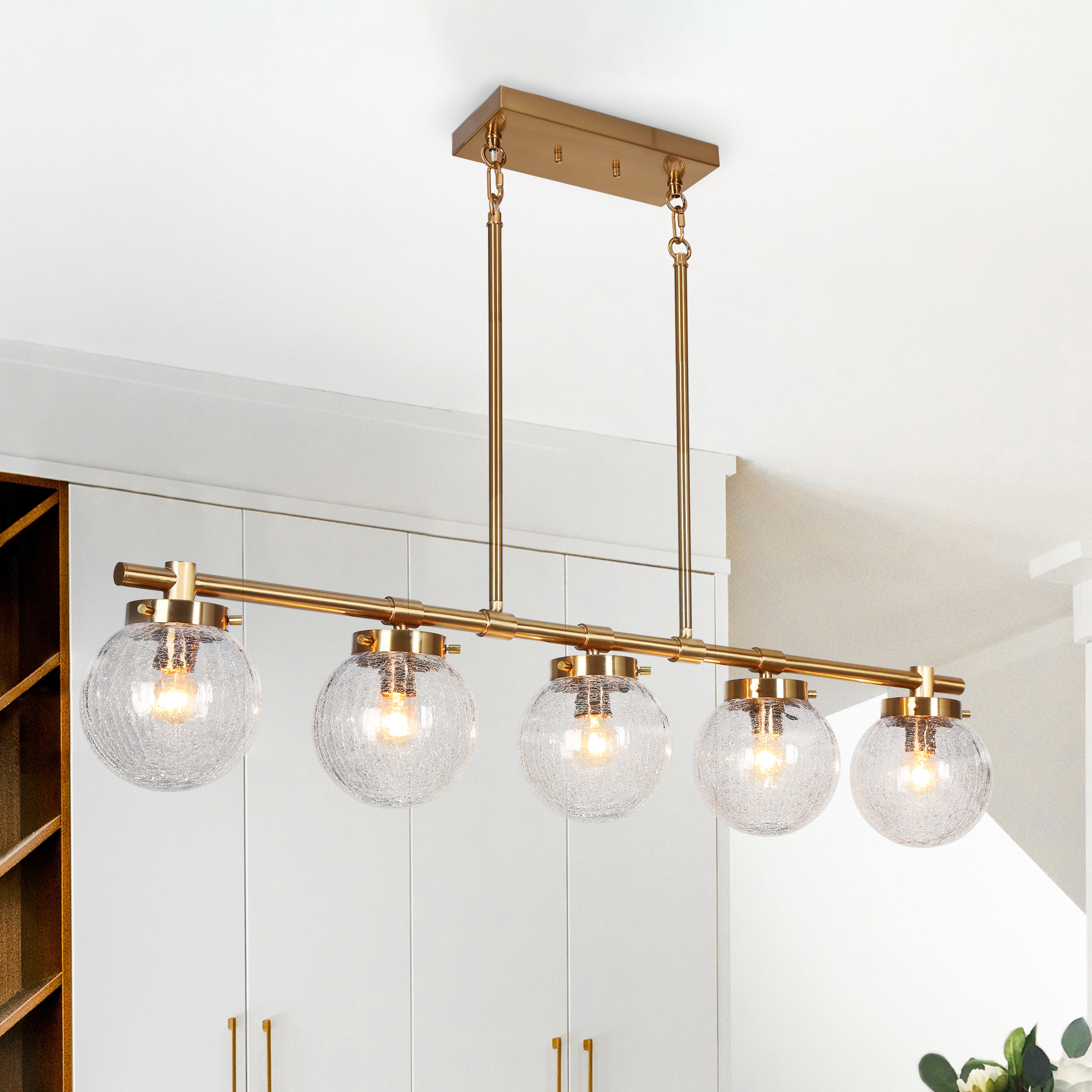 LNC LMYRAN335H588C Ariene 38'' Oversize 5 -Light Matte Gold Modern/contemporary For Use in Bedrooms, Dining Rooms, Foyers, Kitchens, Living Rooms Chandelier