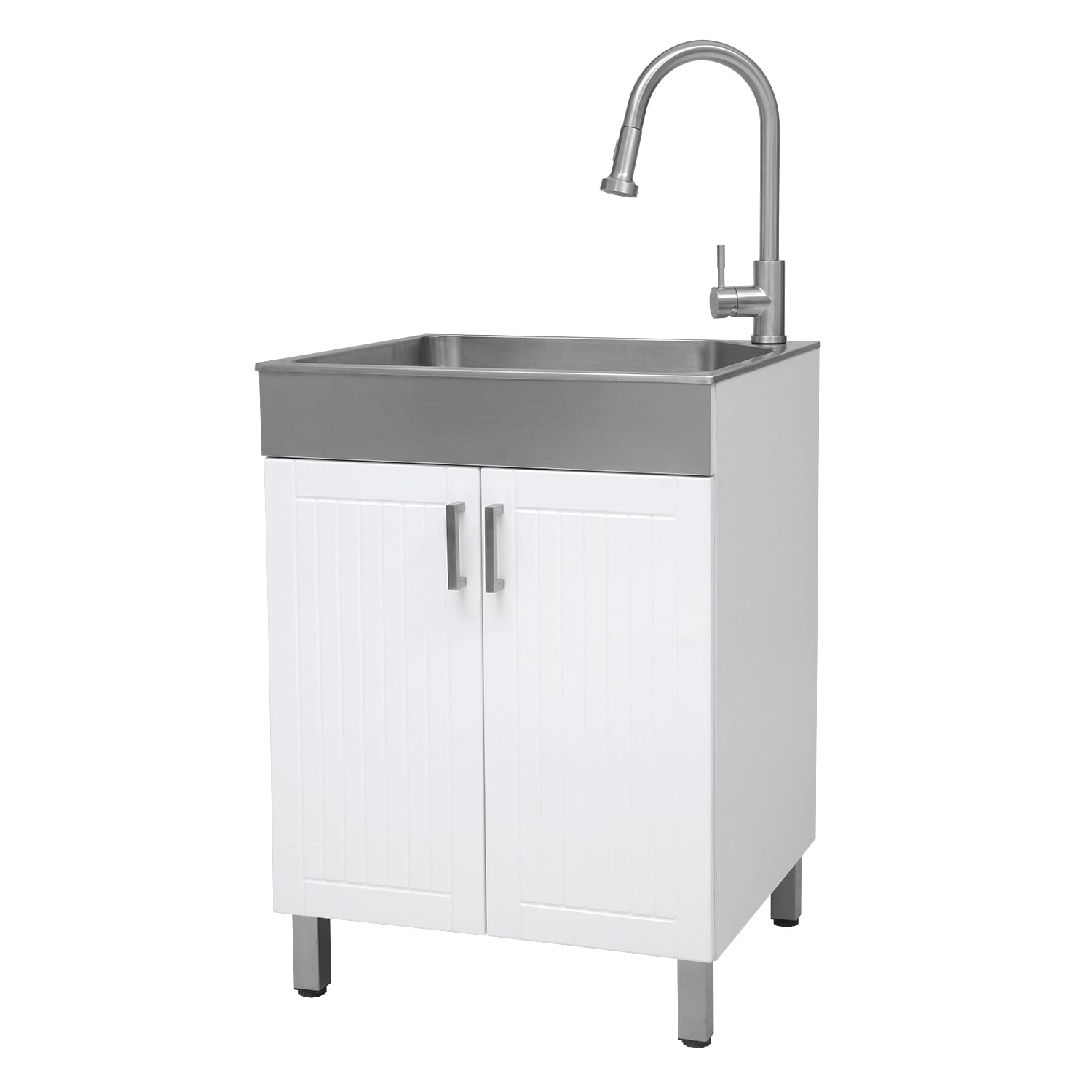 Presenza 77438 24.1-in x 21.3-in 1 -Basin Brushed Steel Drop-in Utility tub with Faucet