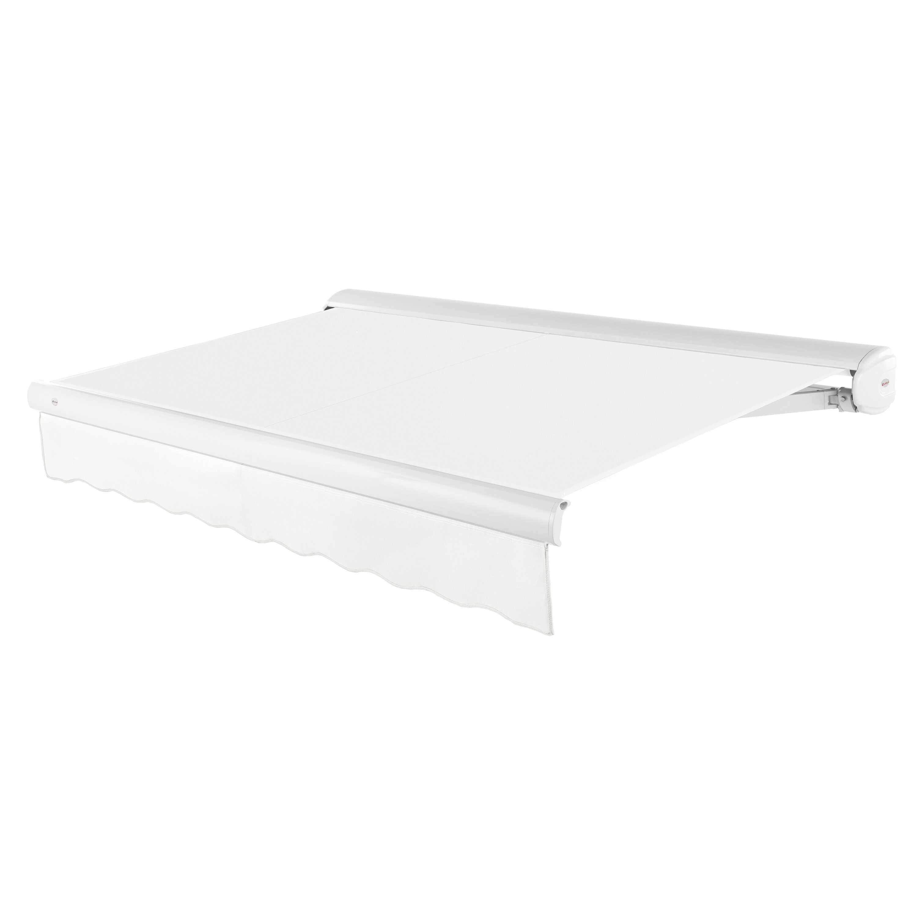 Awntech KWL14-L-W Key West Left Motor 168-in Wide x 120-in Projection x 10-in Height Fabric White Solid Motorized Retractable Patio Awning