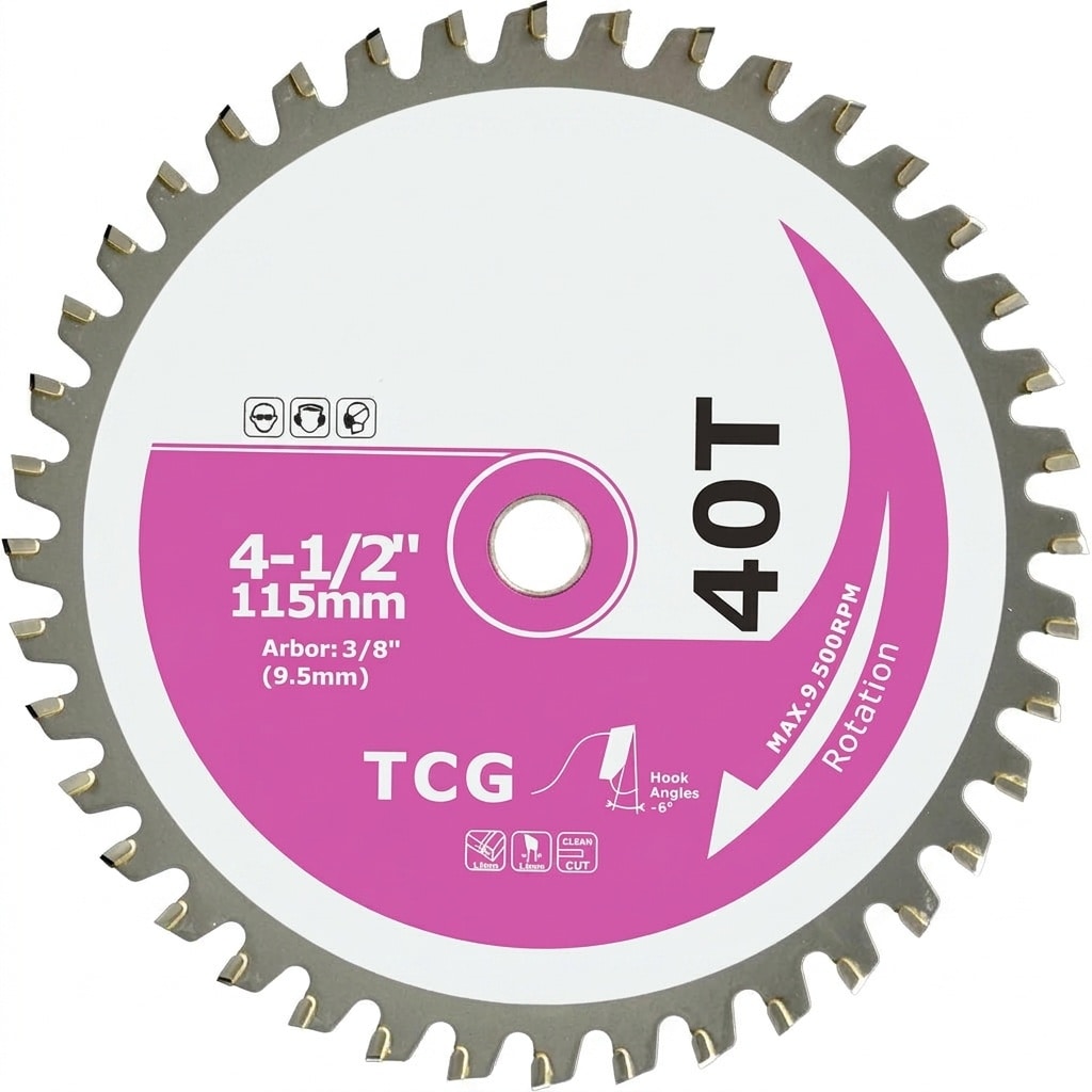 Etokfoks  4 1 2 in Aluminium Cutting Circular Saw Blade 40T TCG for Non Ferrous Metals Plywood MDF Plastic