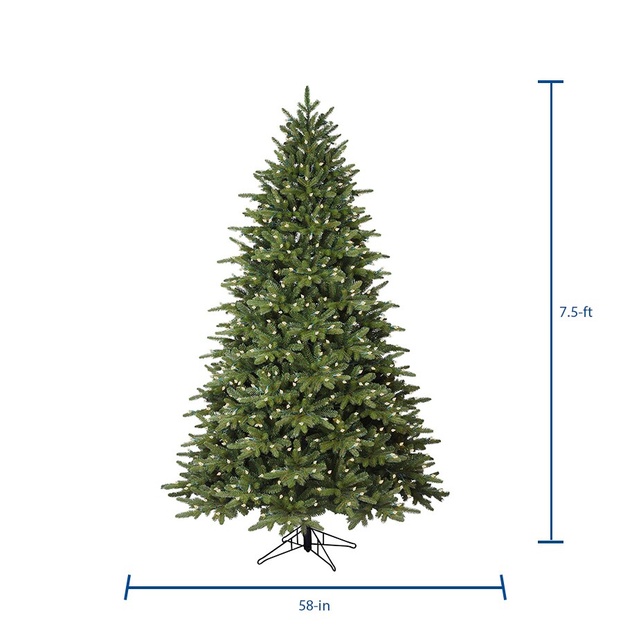 GE 7.5-ft Frasier Fir Pre-lit Traditional Artificial Christmas Tree ...