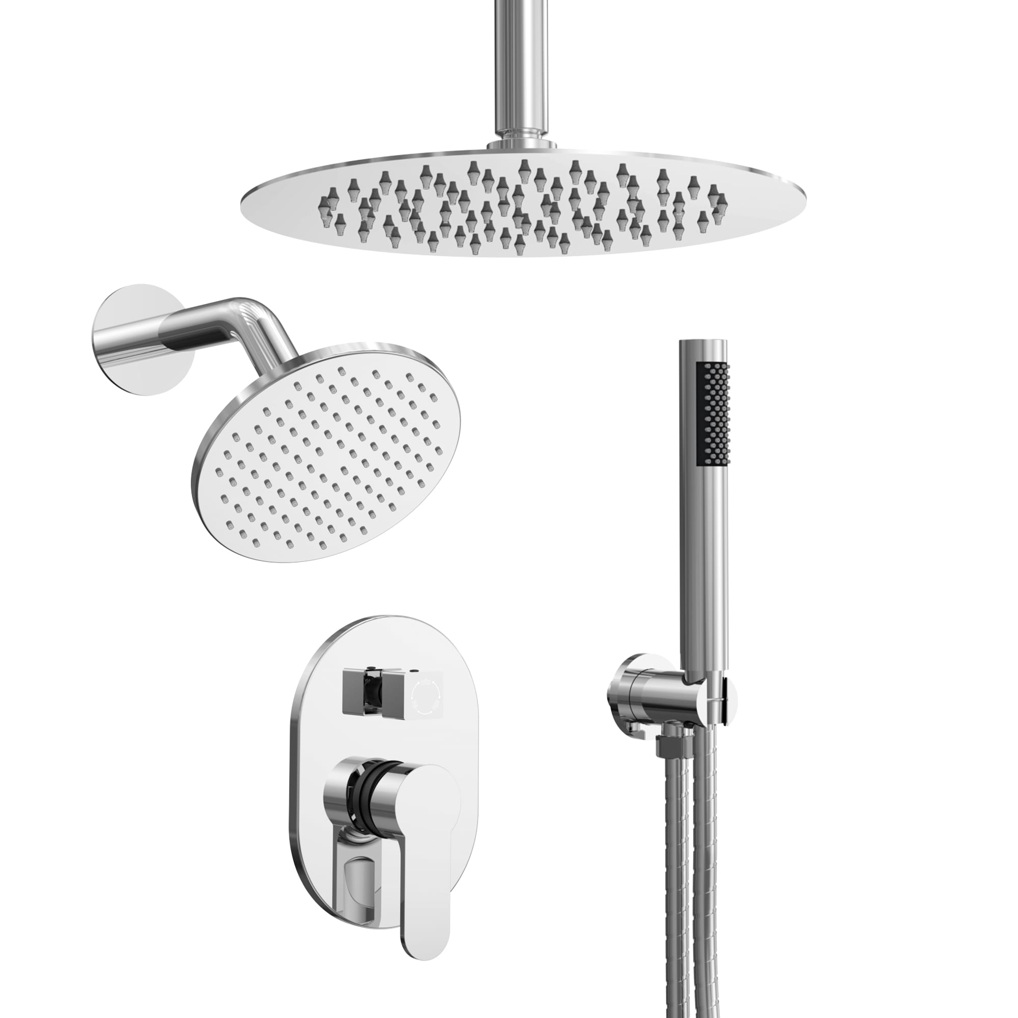 GRANDJOY FL23668-OR ClassicRain Polished Chrome 1-handle Multi-head 9.81-in Round Shower Faucet with Valve