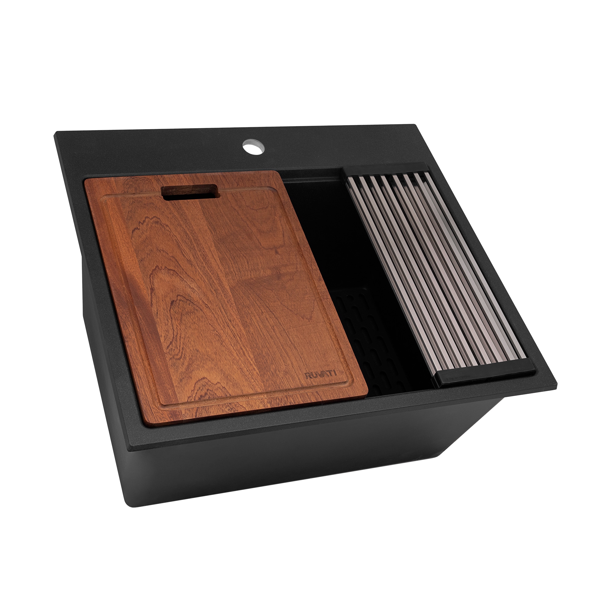 Ruvati RVG1321CK epiRock Drop-in 25-Inches x 22-Inches Composite Single bowl 1-Hole Workstation Kitchen Sink