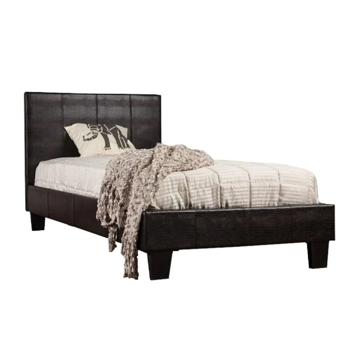 DeNarvik Brown Queen Wood Platform Bed Leather | - Furniture of America IDF-7793BR-Q