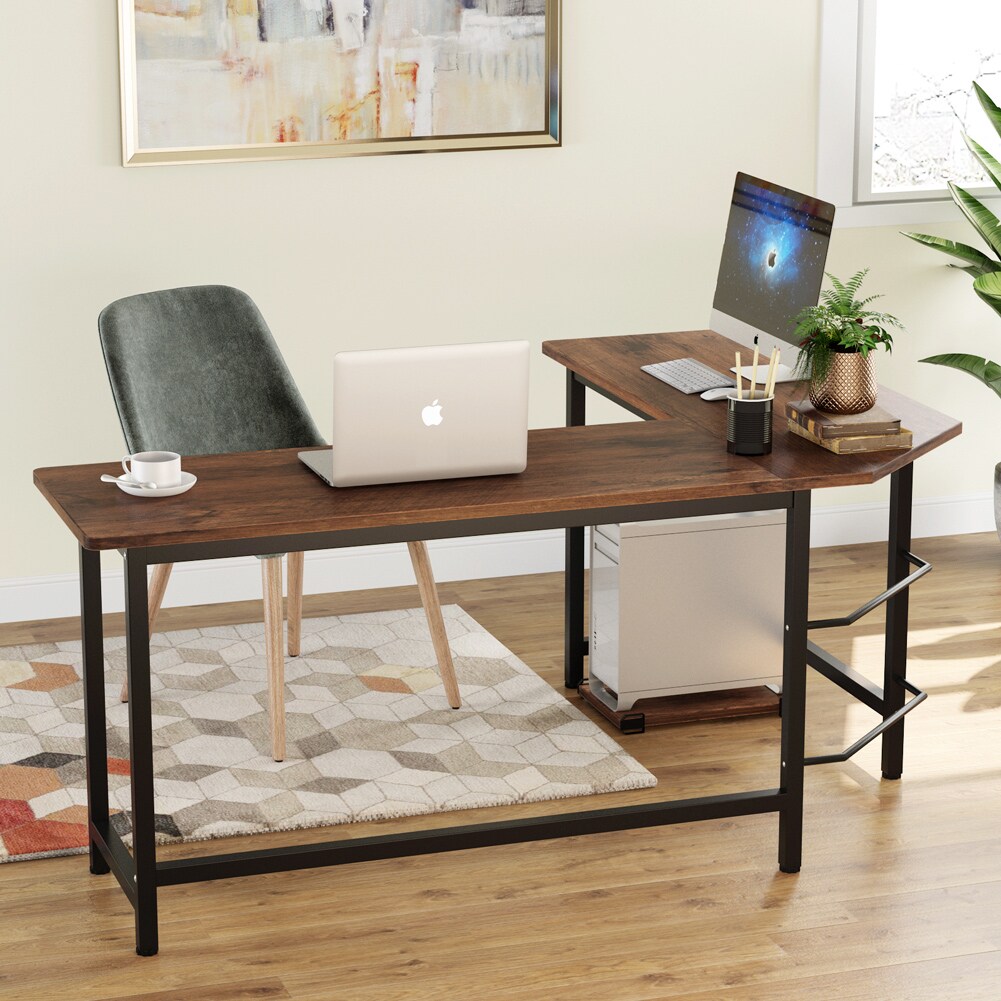 Tribesigns Hoga1032 66.1-in Brown Modern/Contemporary Computer Desk at ...