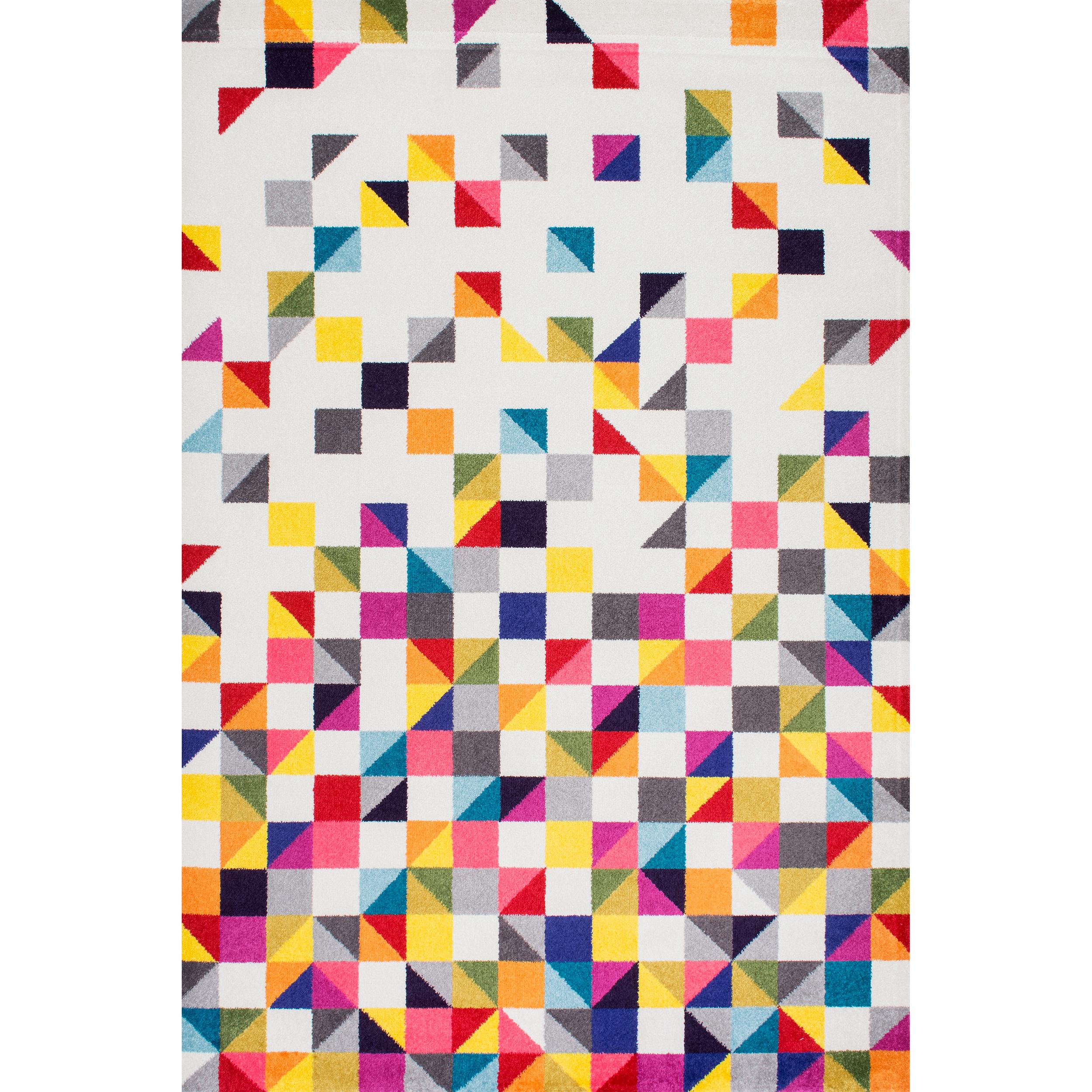 Multicolor Geometric Pattern Synthetic Runner Rug, 2' 6" x 6'