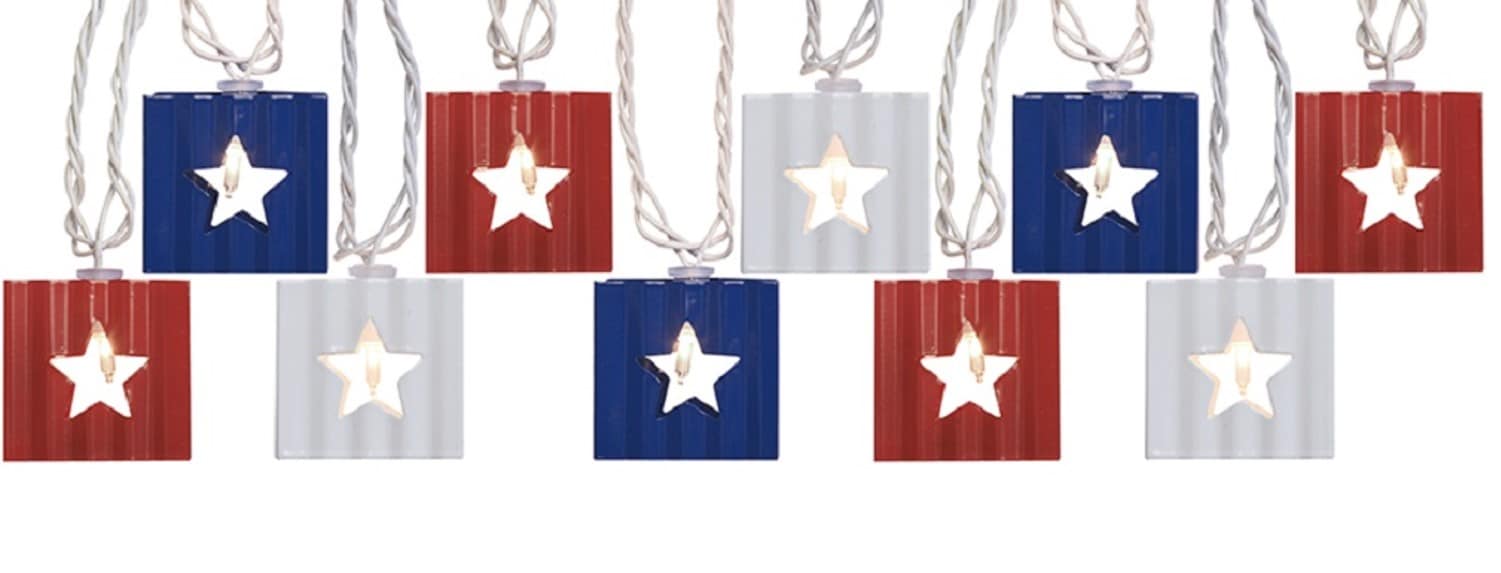 allen + roth SL10RWB 8.83-ft Plug-in Red White Blue Indoor/Outdoor String Light with 10 White-Light Incandescent Mini Bulbs