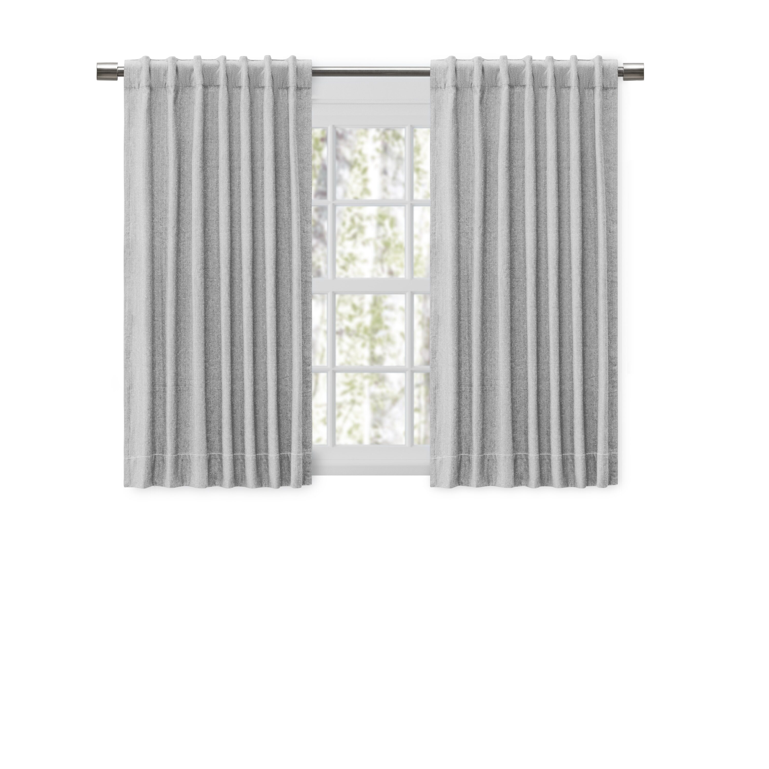 Ricardo Trading 04365-70-045-10 45-Inches Grey Chevron Room darkening Standard lined Back tab/Pinch pleat/Rod pocket Single curtain panel