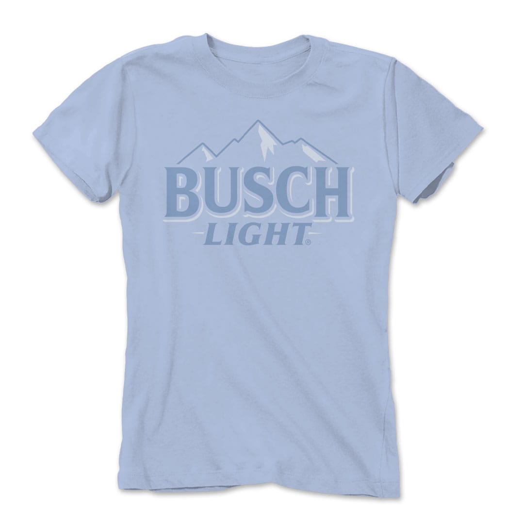 JEDCo This women's cut t-shirt features a tone-on-tone Busch Light logo making it effortlessly cool in light blue.