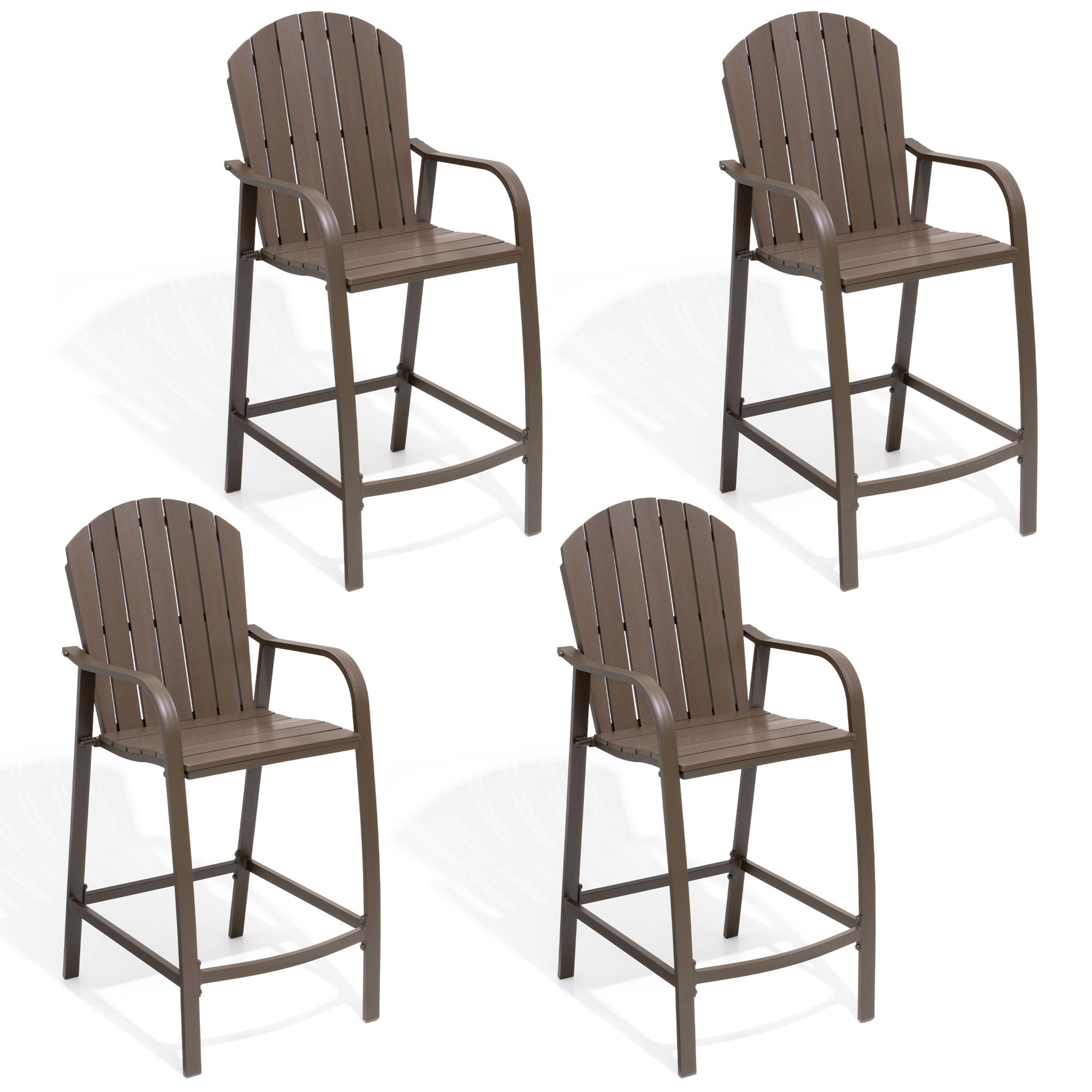 Crestlive Products CL-ST004BRN-2SET Wooden plastic bar chair 4 piece set Set of 2 Brown Metal Frame Stationary Bar Stool Chair with Brown Mesh Seat
