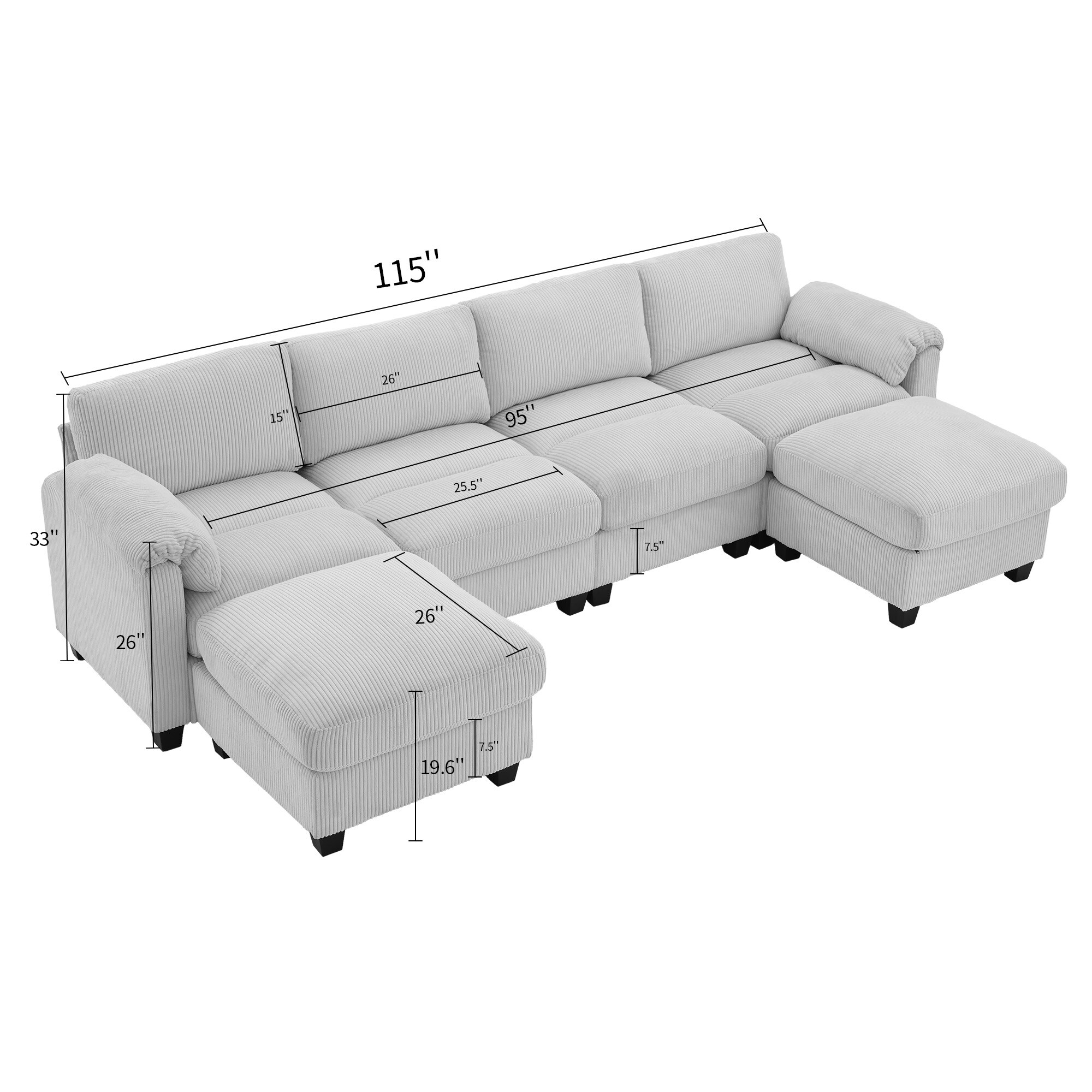 VOUA SAF-DXDRZJ4-GY1 Sofas-Loveseats - View #9
