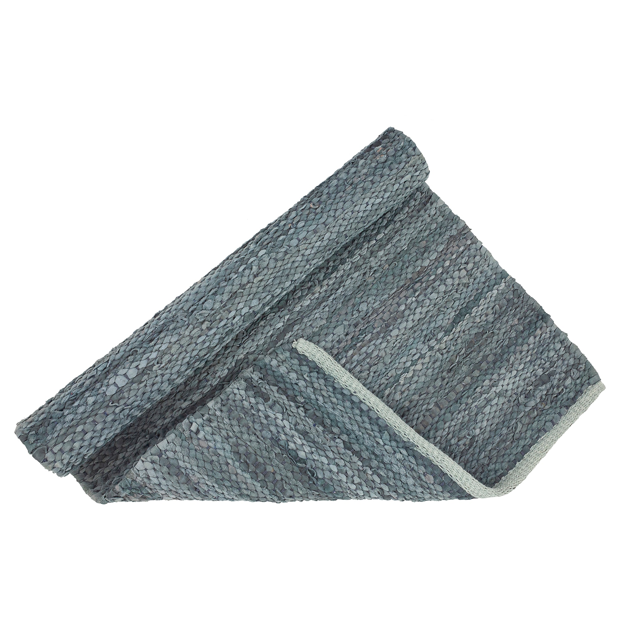 Entryways LR64433 Natural Rugs 2 X 3 (ft) Leather Blue Indoor Stripe Bohemian/Eclectic Throw Rug