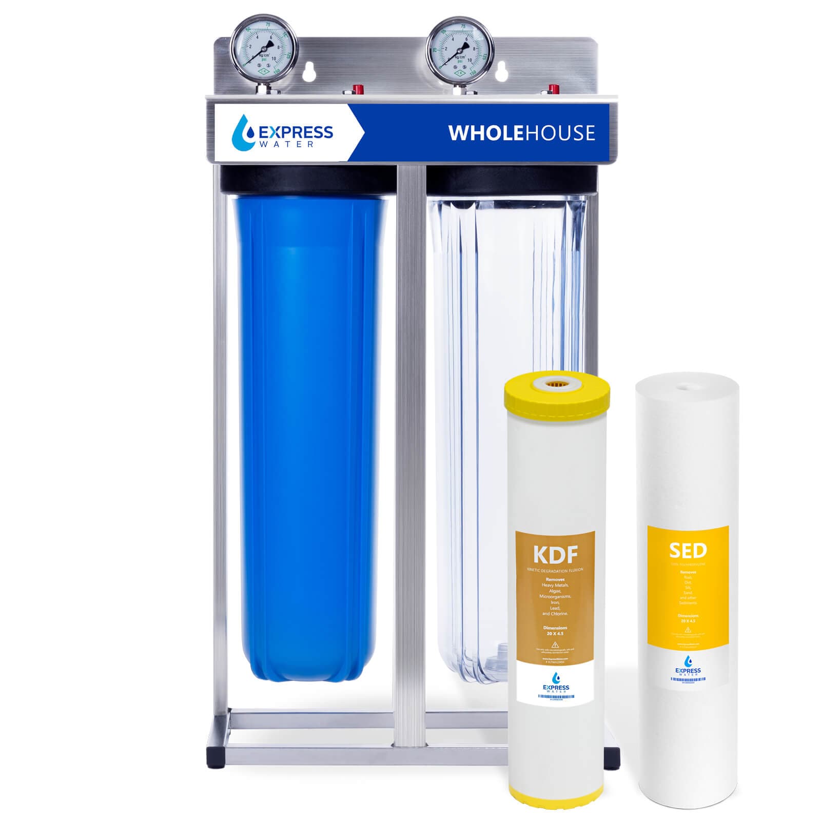 Express Water WH200SKS WH200SKS Dual-stage 15-GPM KDF Soft water Whole House Water Filtration System