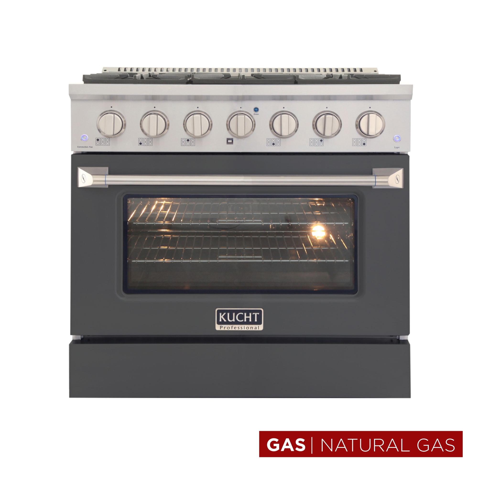 Kucht KNG361-CY 36-in 6 burners 5.2-cu ft Convection Oven Freestanding Natural Gas Range ( Cement Gray )