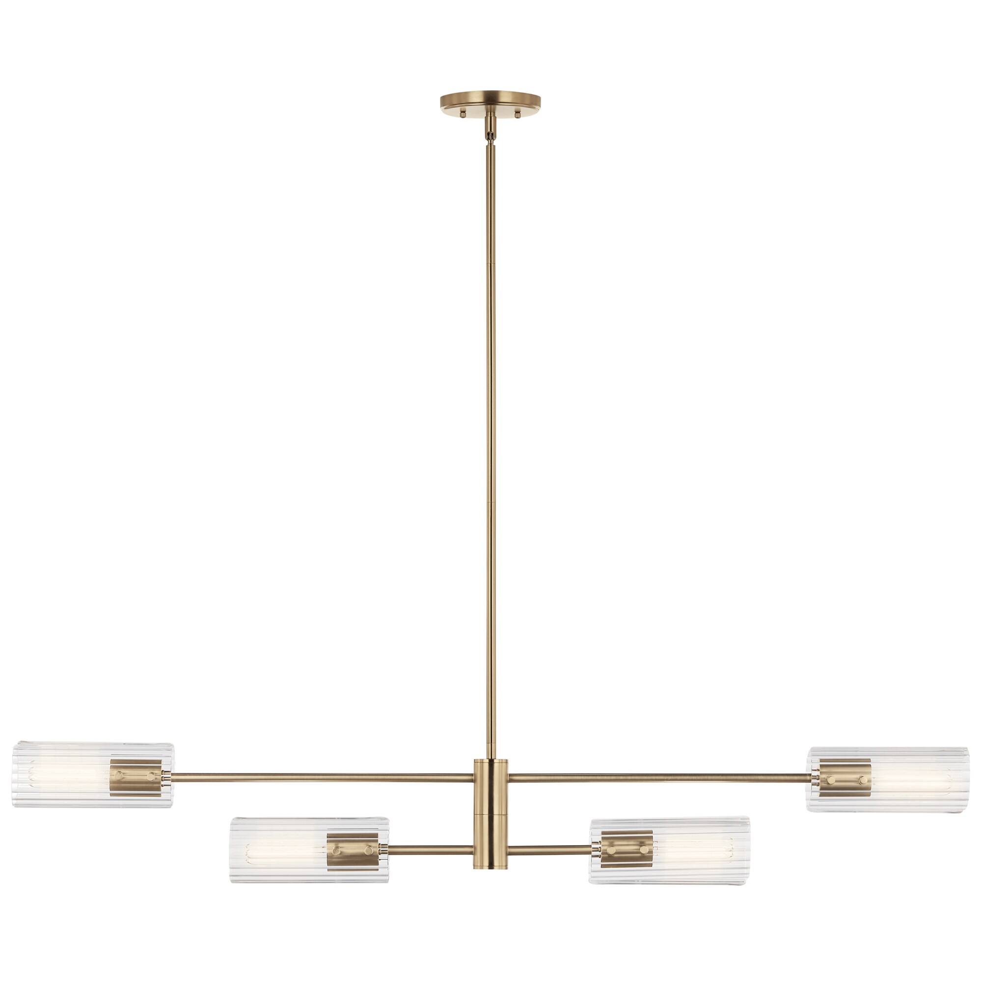 Champagne Bronze 47.5" Linear Chandelier with Clear Fluted Glass