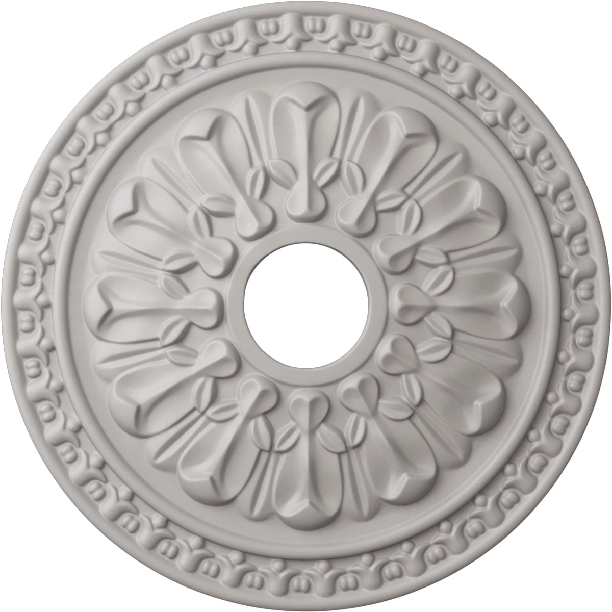 Ekena Millwork CM18WAUWF Warsaw 18-in W x 18-in L Painted Ultra Pure White Polyurethane Whole Ceiling Medallion
