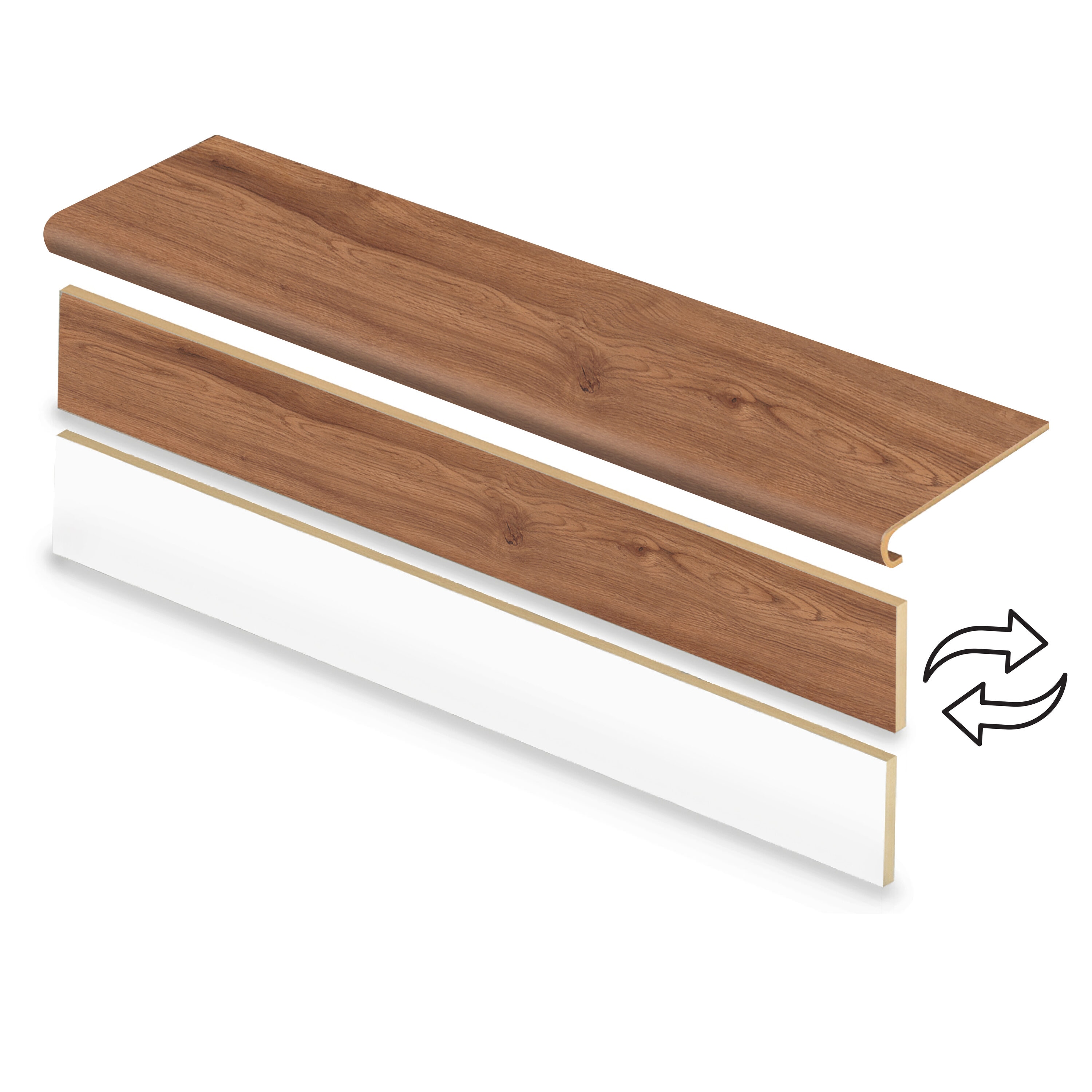 Zamma Cap A Tread Stair Renewal System 47-in x 12.125-in x 1.6875-in Autumn Ember Type 1 Kit with Reversible Riser Laminate Bullnose Stair Tread #20C077178