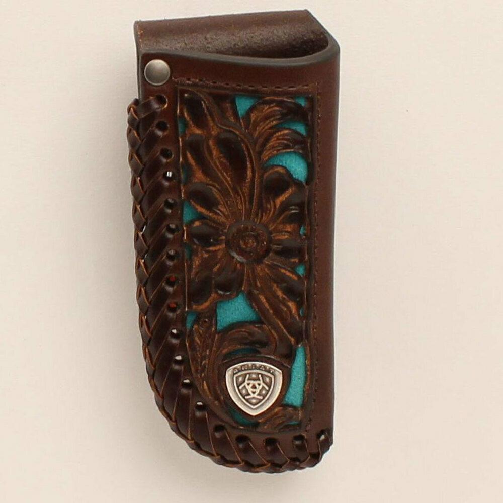  MFWP21302 Ariat A1800502 Floral Piercing Leather Knife Sheath, Brown- 3.75 x 2 in.