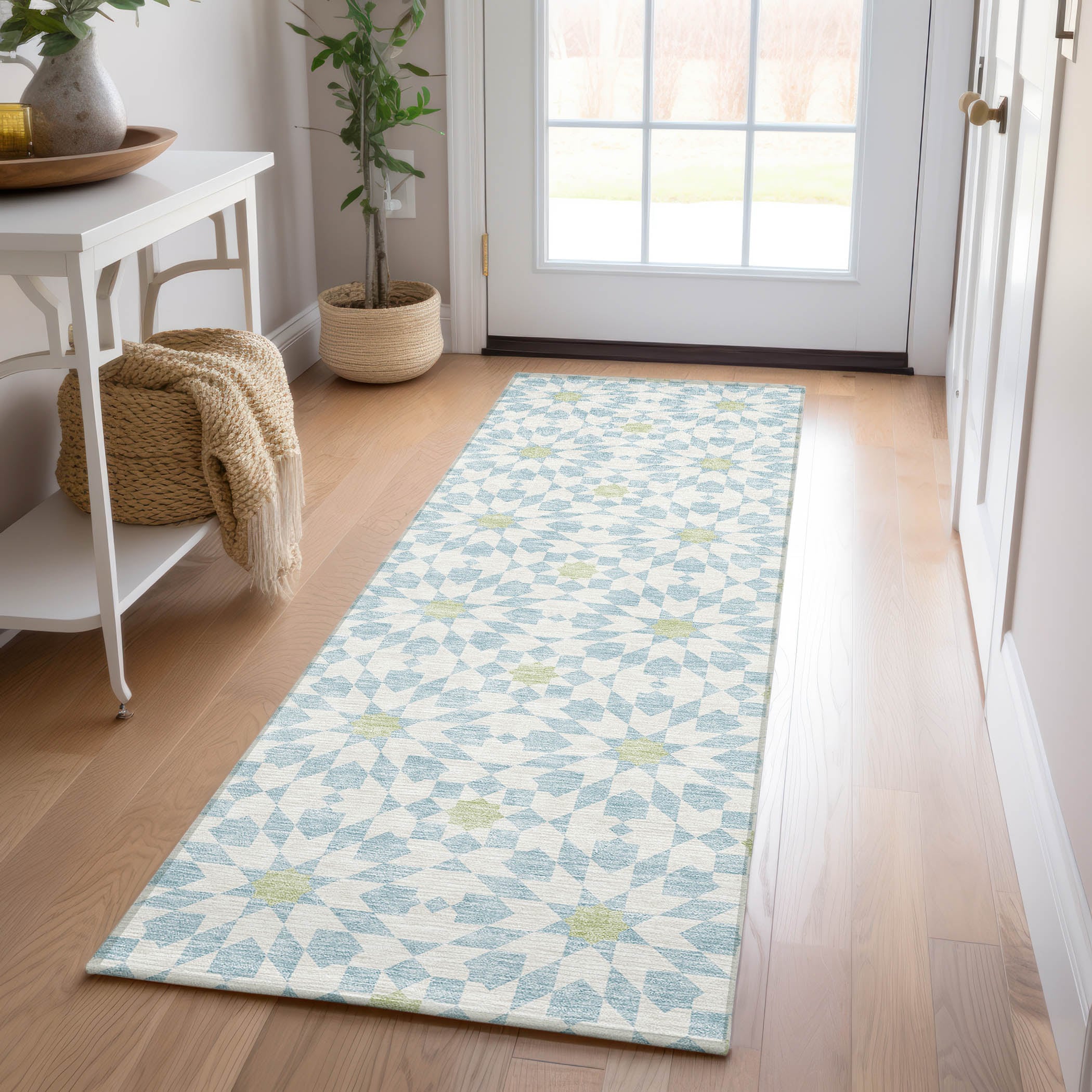 Addison Rugs ACN734SK2X8 Chantille ACN734SK 2 x 7 (ft) Polyester Sky Rectangular Indoor/Outdoor Geometric Machine washable Area rug