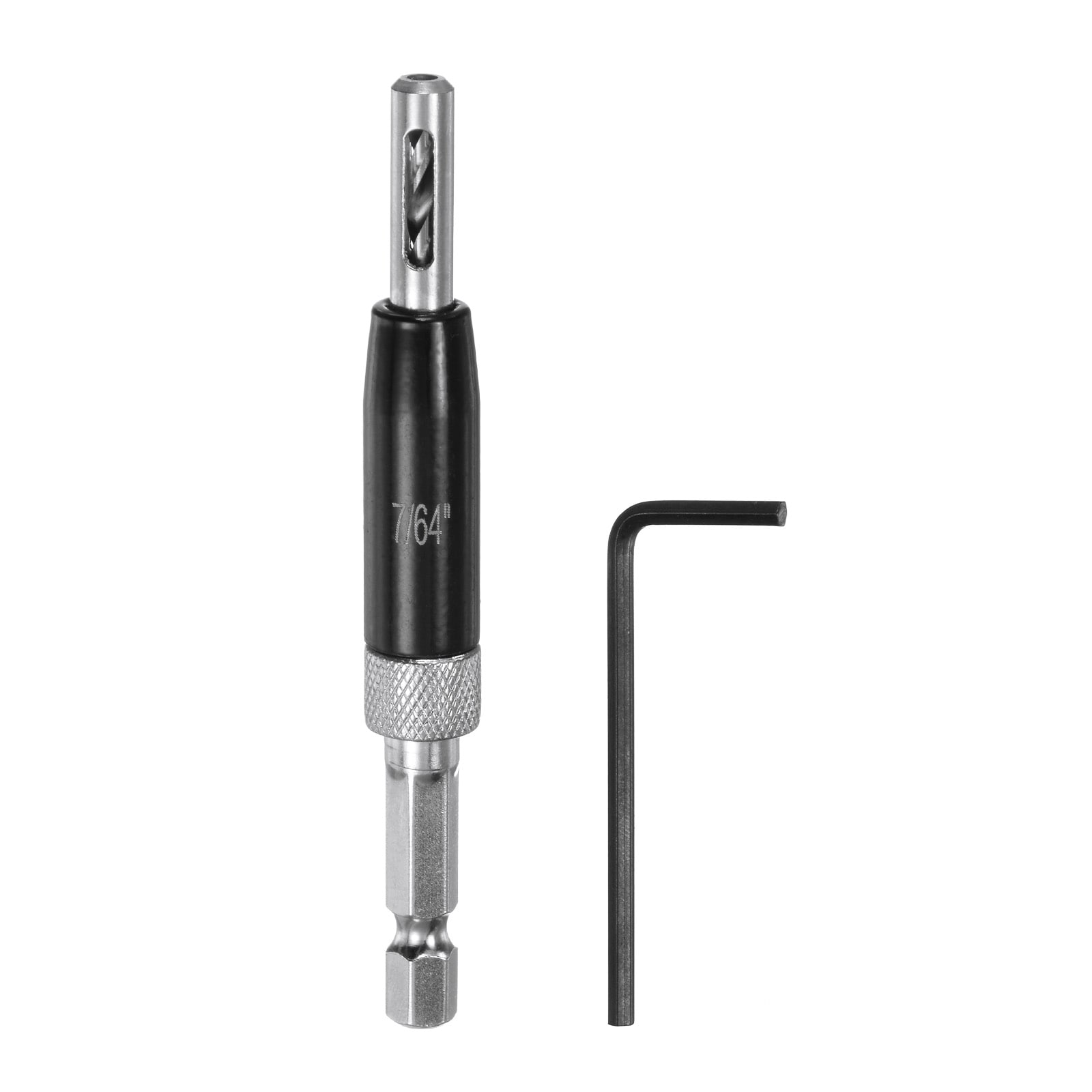 Unique Bargains Self Centering Drill Bit Set 7/64 Inch  1/4 Inch Hex Shank Drilling Bits for Wood Working Cabinet Door Hinge Hole Punch Tool Self Center with Hex Keys L-Shaped Black