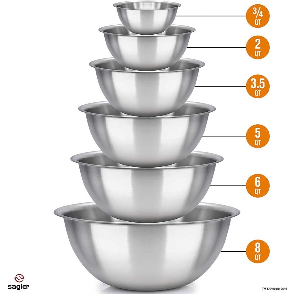 Home It USA 6-Piece Stainless Steel Mixing Bowl Set | 4425L