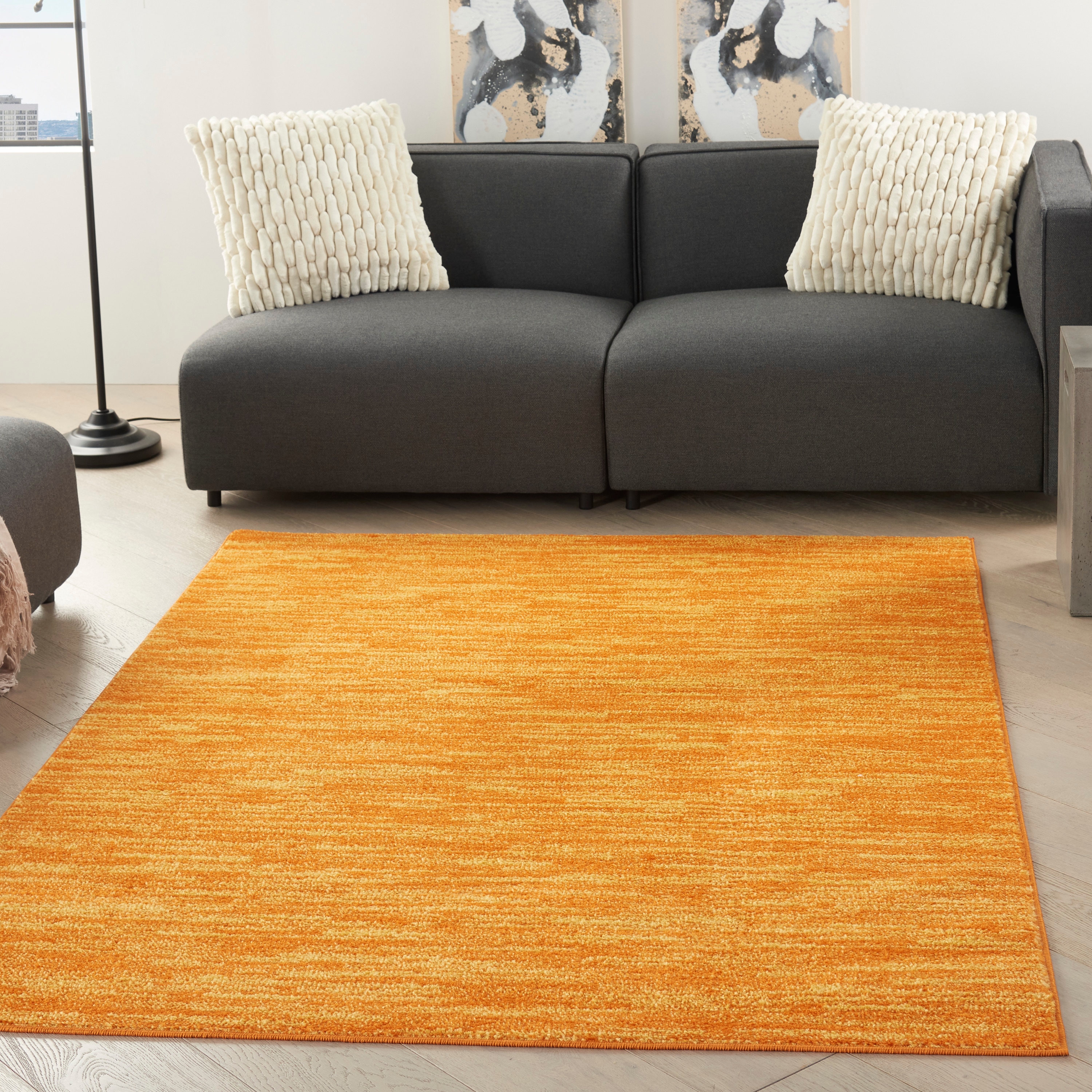 Nourison 099446825162 Essentials 4 x 6 (ft) Loomed Polypropylene Sunburst Rectangular Indoor/Outdoor Solid Area rug