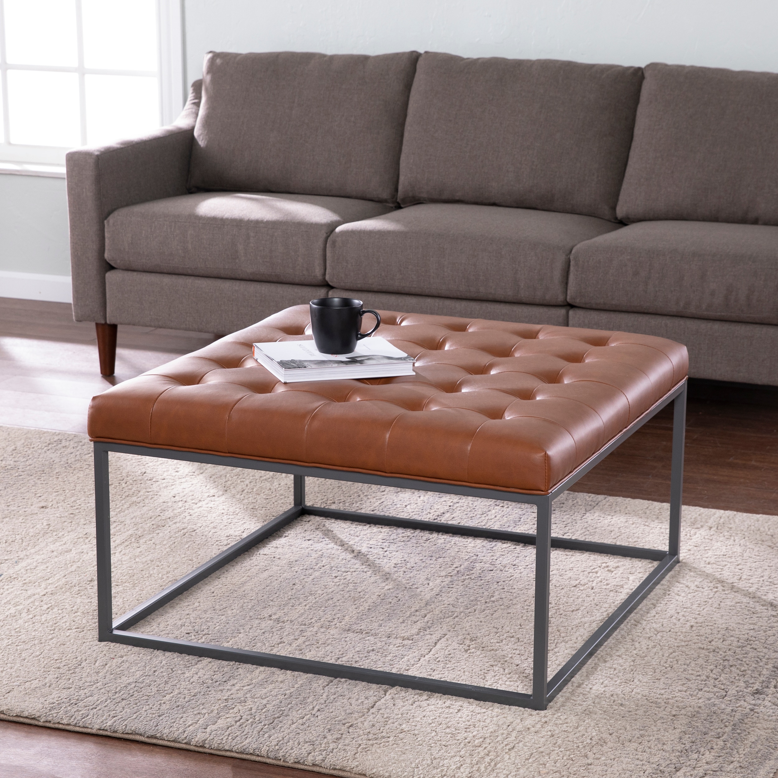 Safavieh BC1101926 Ciarin Upholstered Cocktail Ottoman