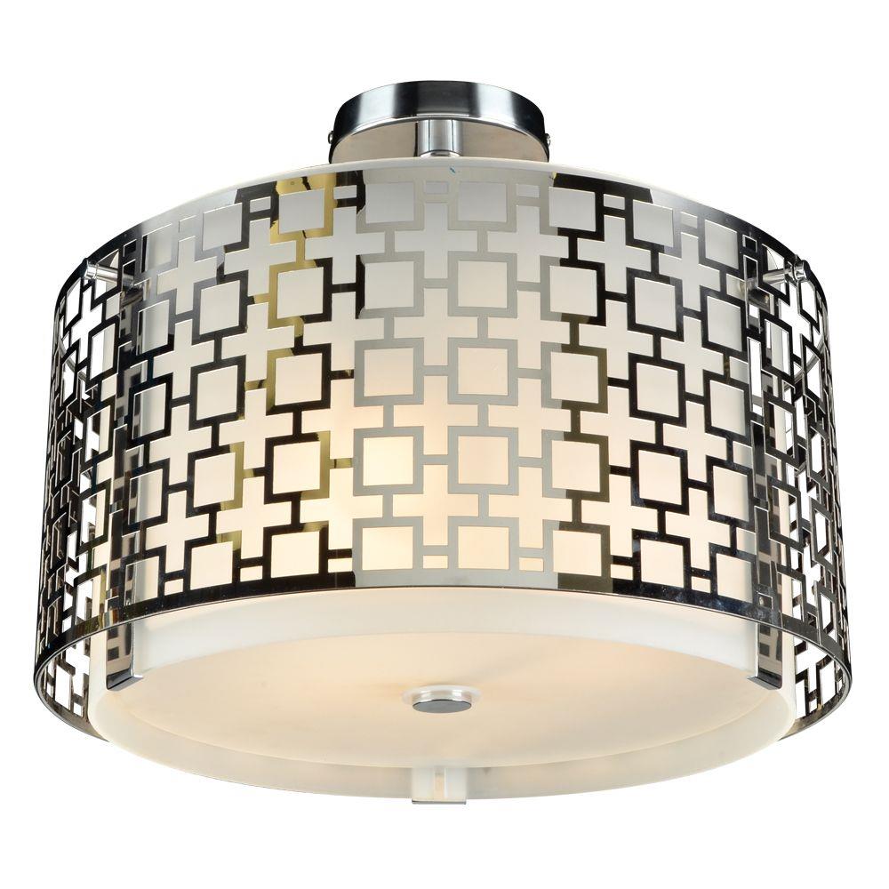 PLC Lighting 12159 PC 1-Light 16-in Polished Chrome Flush Mount Light