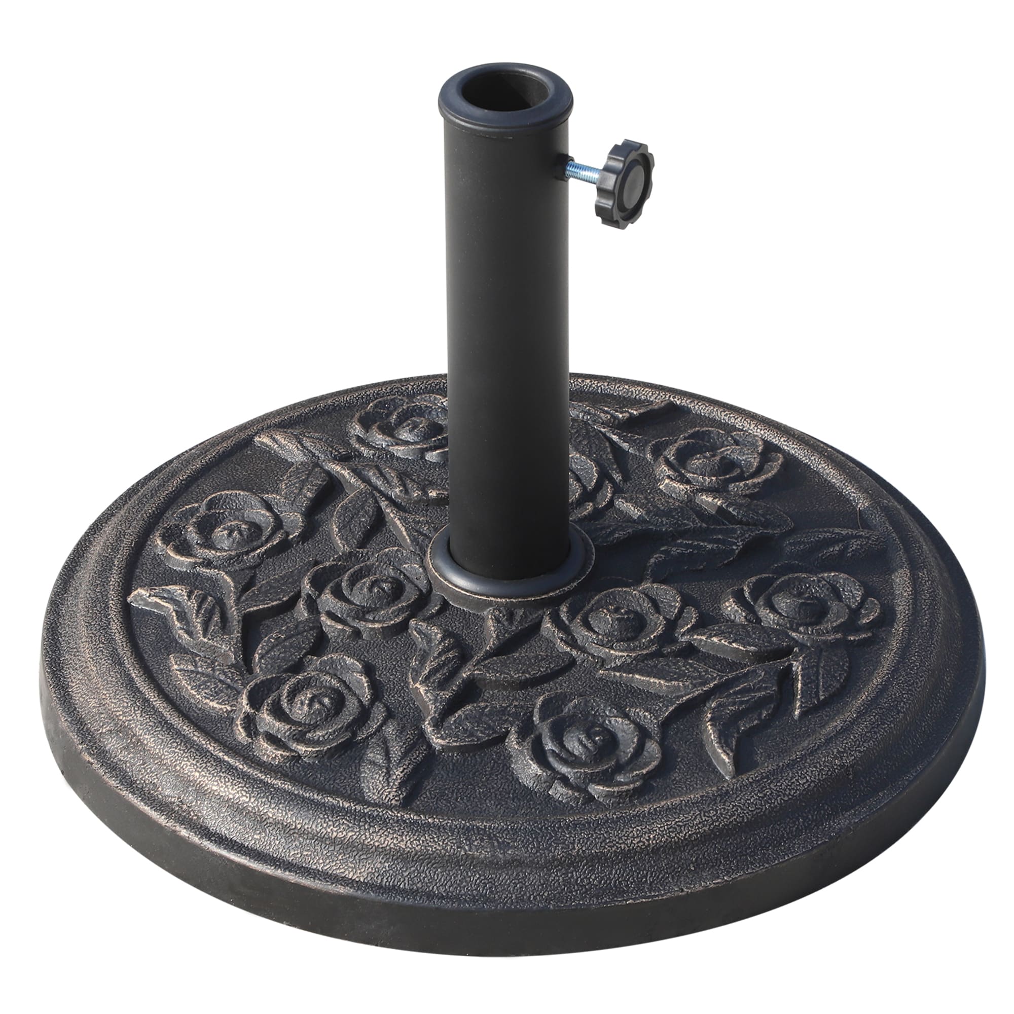 Kahomvis AOS-QP109-054 Round Resin Umbrella Base Antique Bronze Patio Umbrella Base