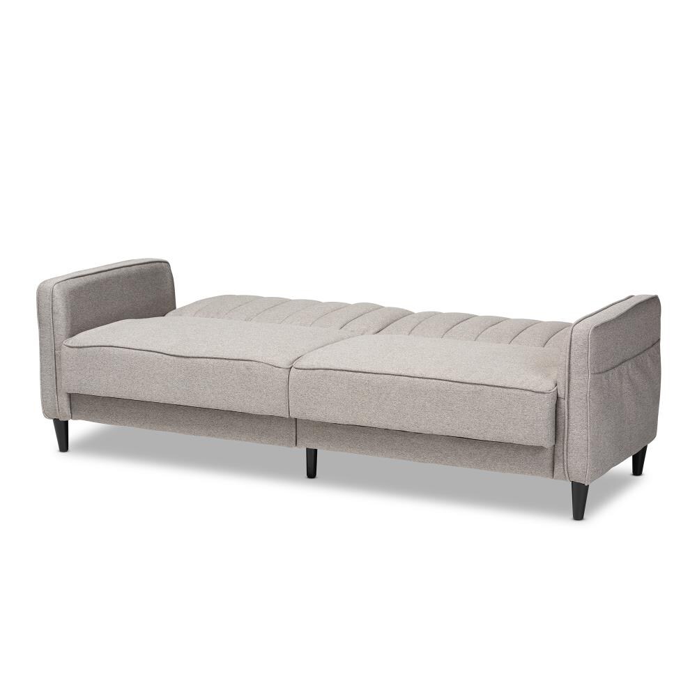 Baxton Studio Colby 77.17 in Midcentury Grey Walnut Linen 3 seater