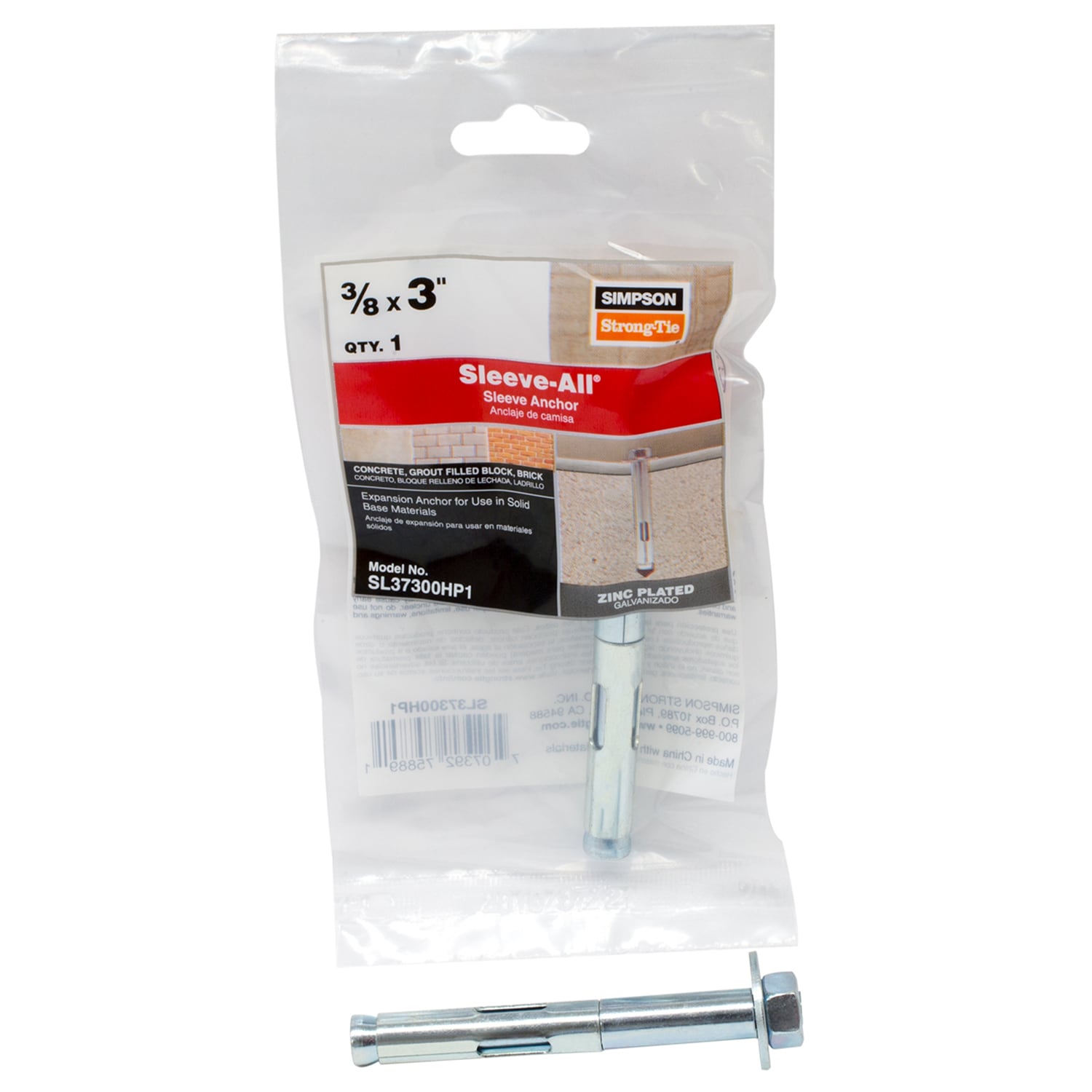 Simpson Strong-Tie 3/8-in x 3-in Sleeve Anchors SL37300HP1 at Lowes.com