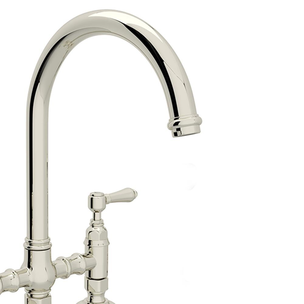 Rohl Polished Nickel Double Handle Kitchen Faucet Side Spray Included   08868932 