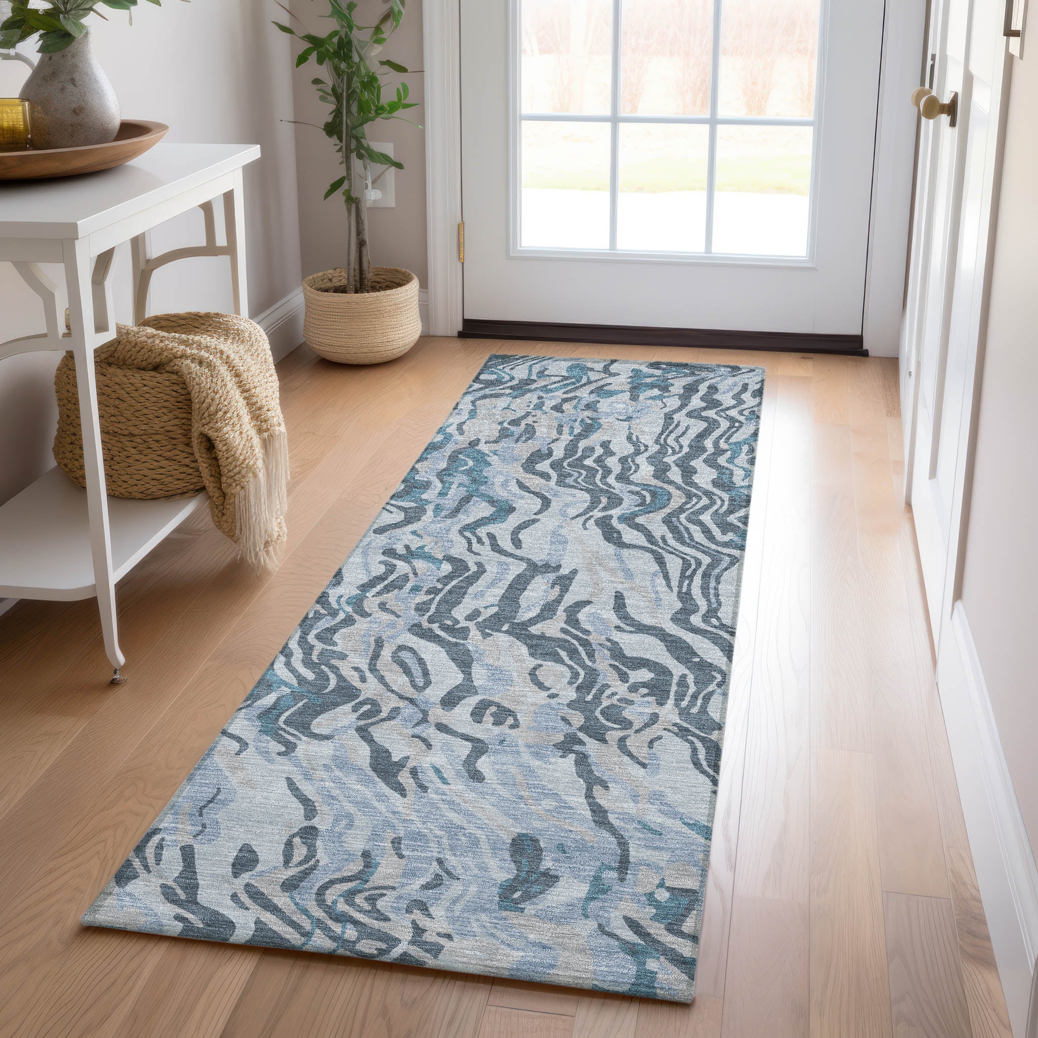 Addison Rugs ACN1038SK2X8 Chantille ACN1038SK 2 x 7 (ft) Polyester Sky Rectangular Indoor/Outdoor Geometric Machine washable Runner rug